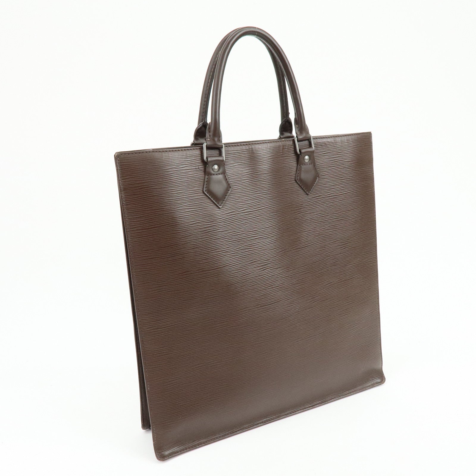 Louis Vuitton Epi Sac Plat Leather Hand Bag Tote Bag Mocha M59082