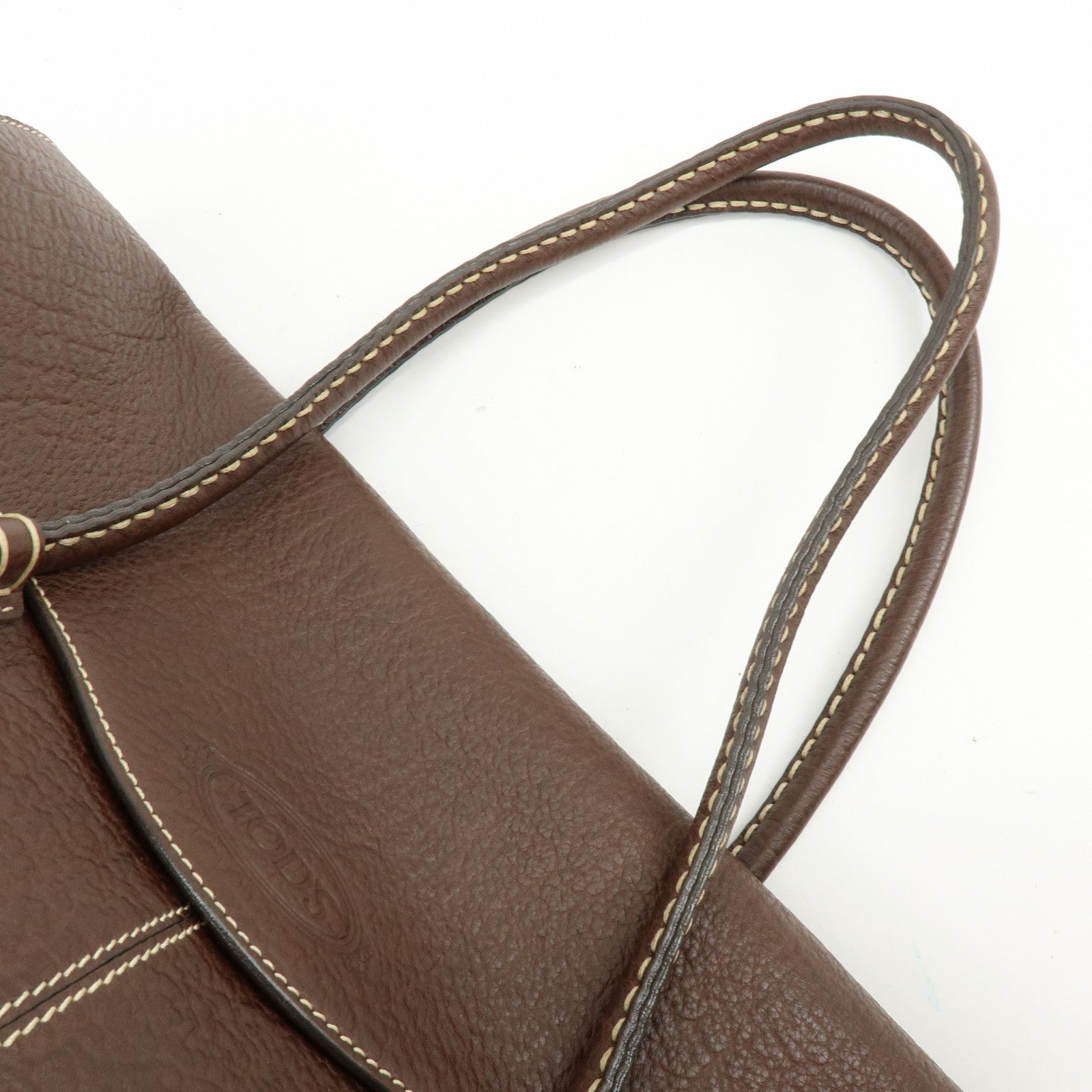 TOD'S Corniche Wave Leather Shoulder Bag Hand Bag Brown