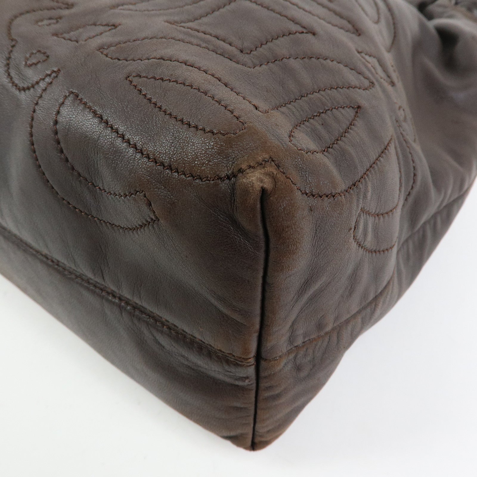 LOEWE Anagram Nappa Leather Shoulder Bag Tote Bag Brown