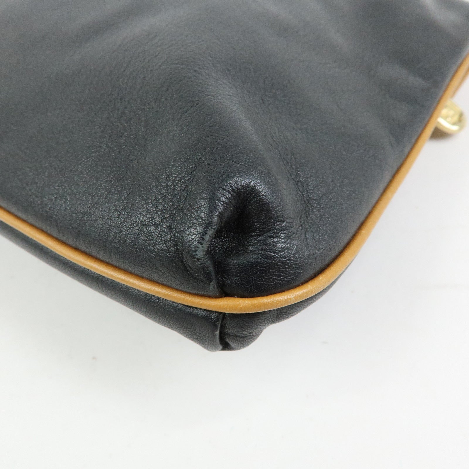 CELINE Macadam Leather Clutch Bag Flat Pouch Black