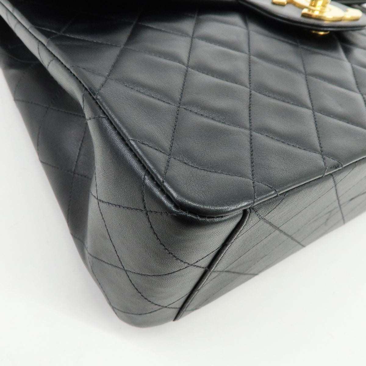 CHANEL Jumbo Matelasse 34 Lamb Skin Chain Shoulder Bag Black A01094