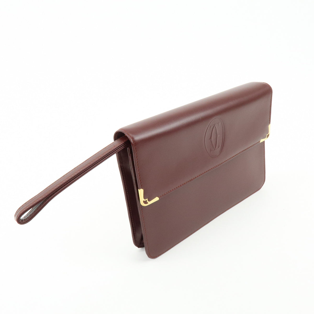 Cartier Must de Cartier Leather Clutch Bag Bordeaux