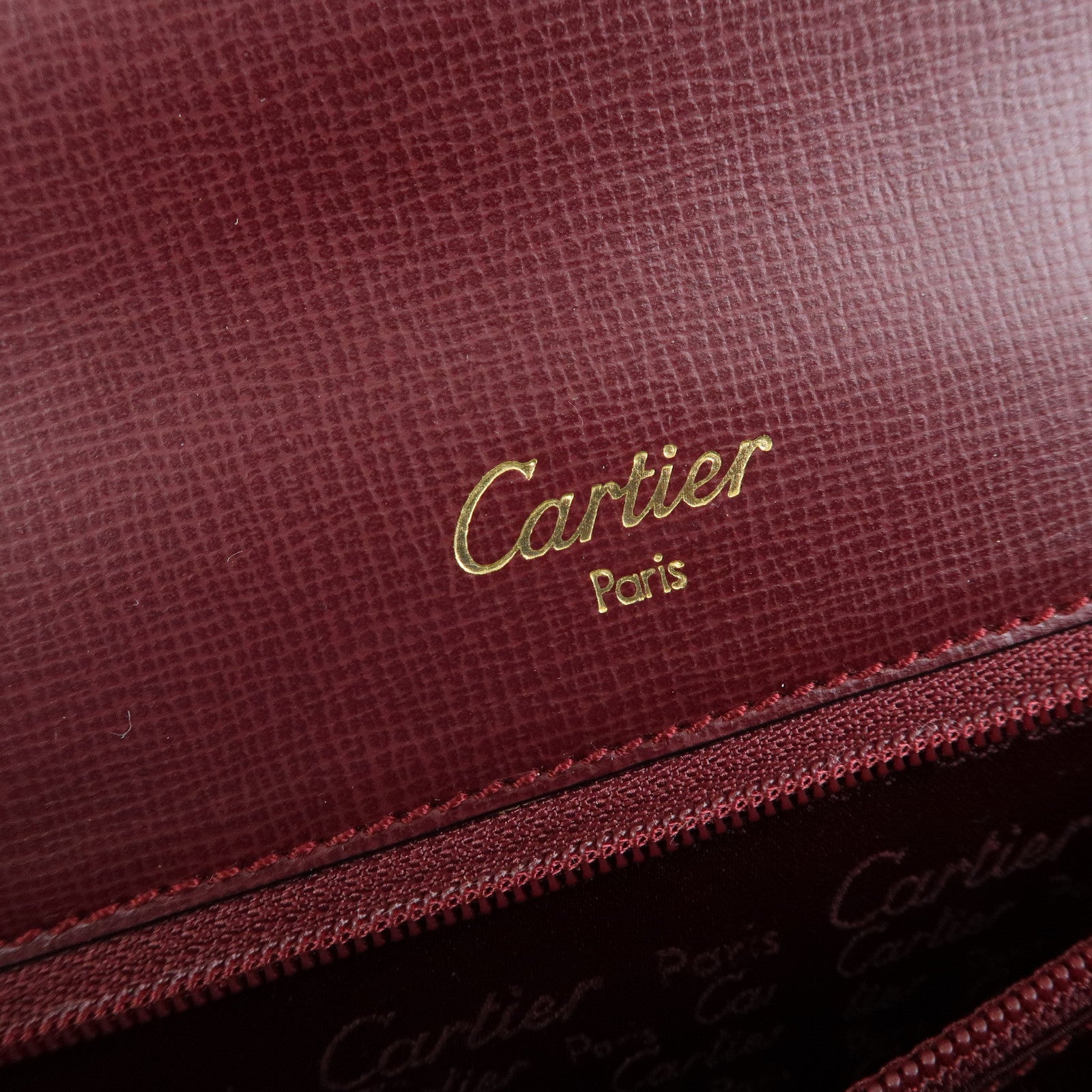 Cartier Must de Cartier Leather Top Handle Hand Bag Bordeaux