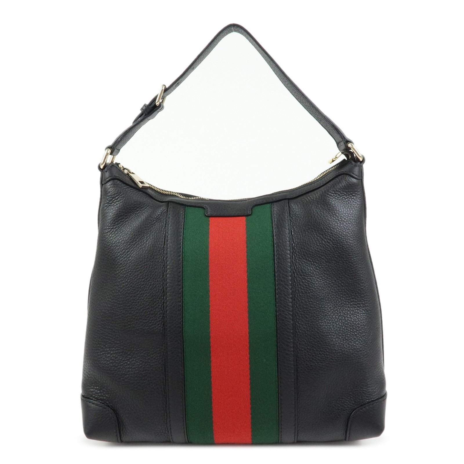 GUCCI Sherry Leather Shoulder Bag Hobo Bag Tote Bag Black 257084