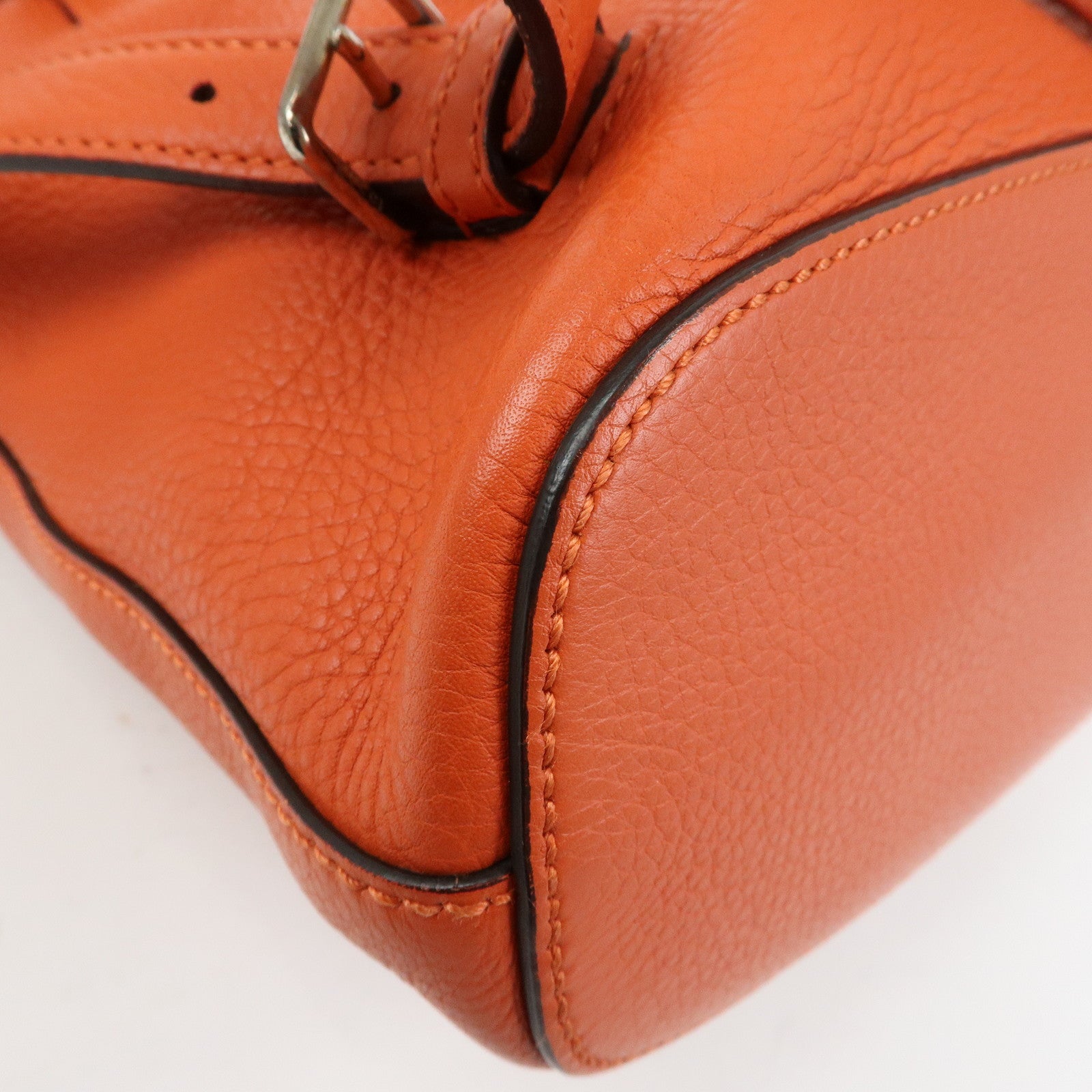 GUCCI Bamboo Leather Backpack Rucksack Tassel Strap Orange 387149