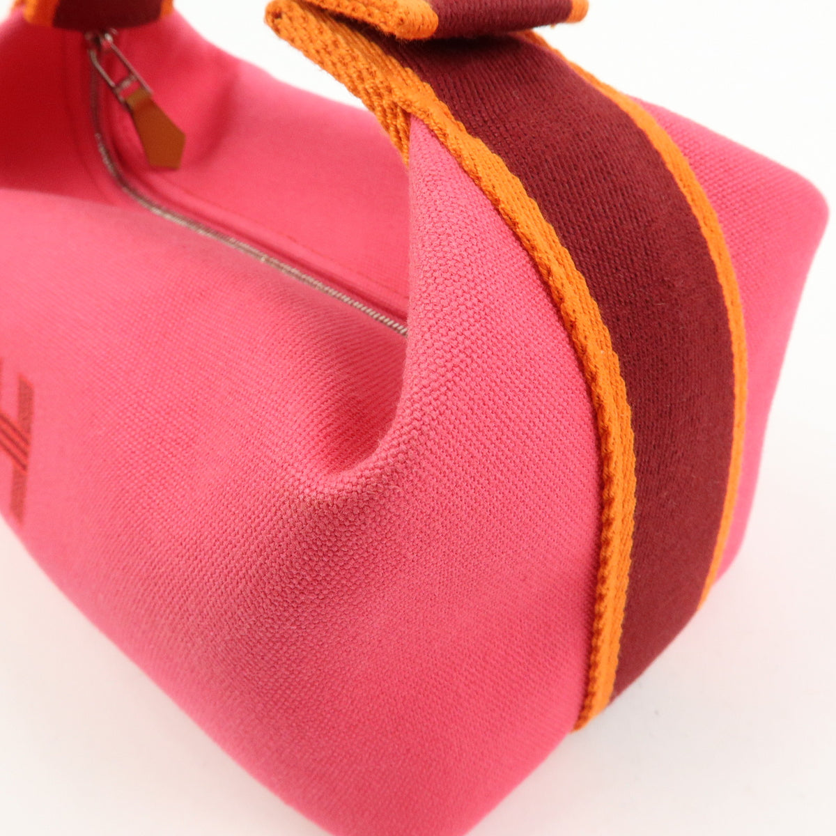 HERMES Bride A Brac PM Canvas Hand Bag Vanity Bag B Stamped Hibiscus
