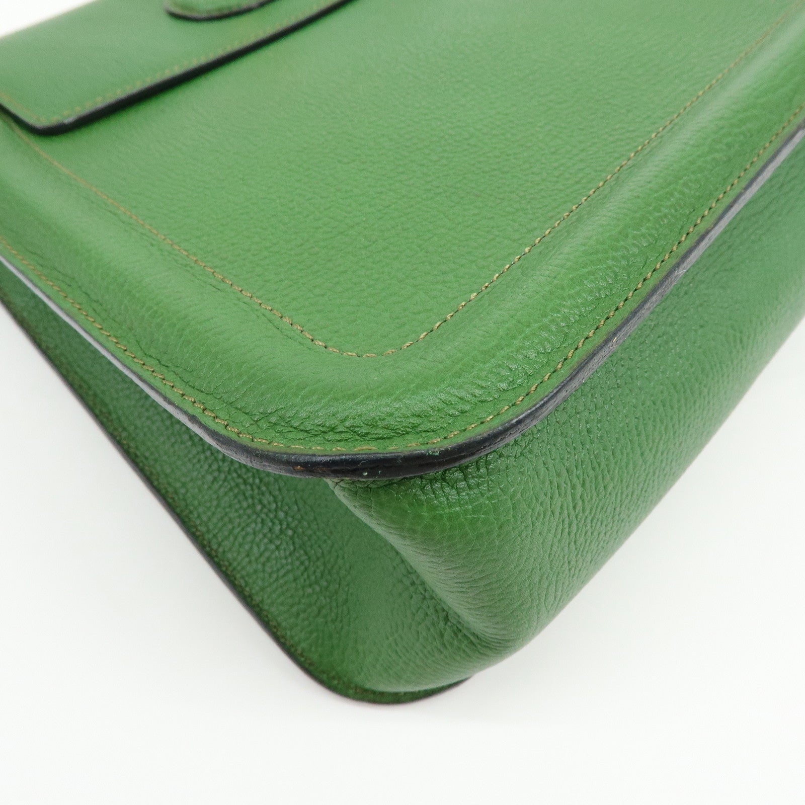 DELVAUX Louise Leather Shoulder Bag Hand Bag Green