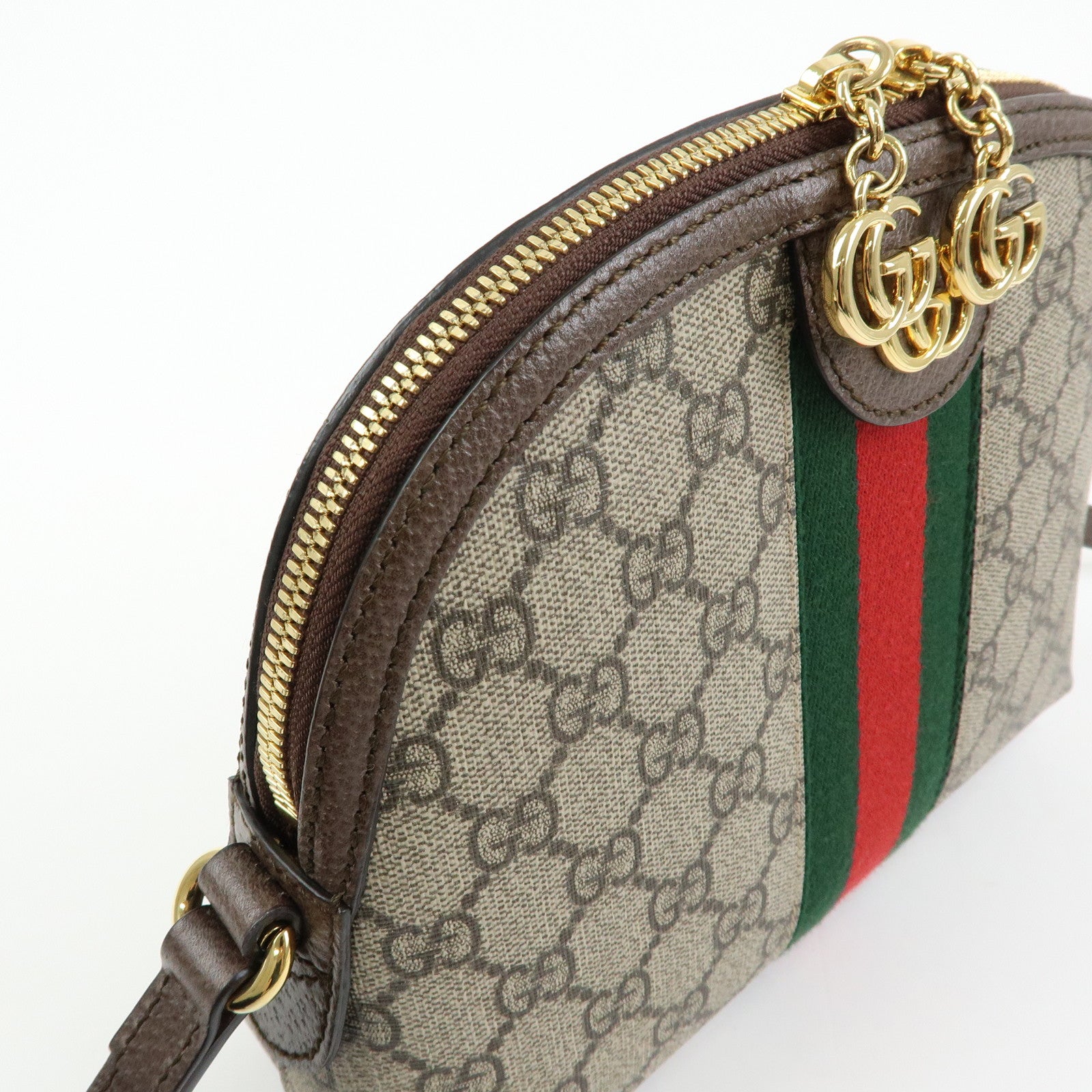 GUCCI Ophidia Sherry GG Supreme Leather Shoulder Bag Beige Brown 499621