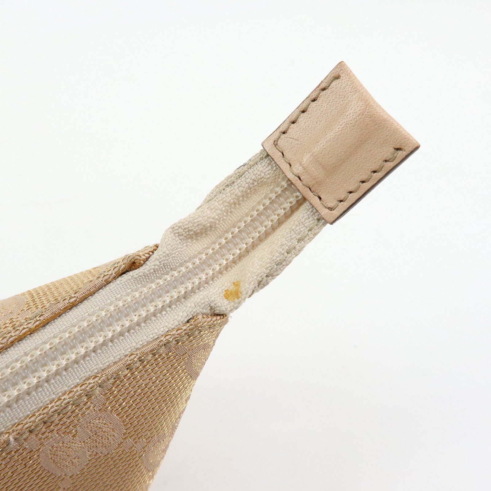 GUCCI GG Canvas Leather Hand Bag Pouch Beige Pink 190393