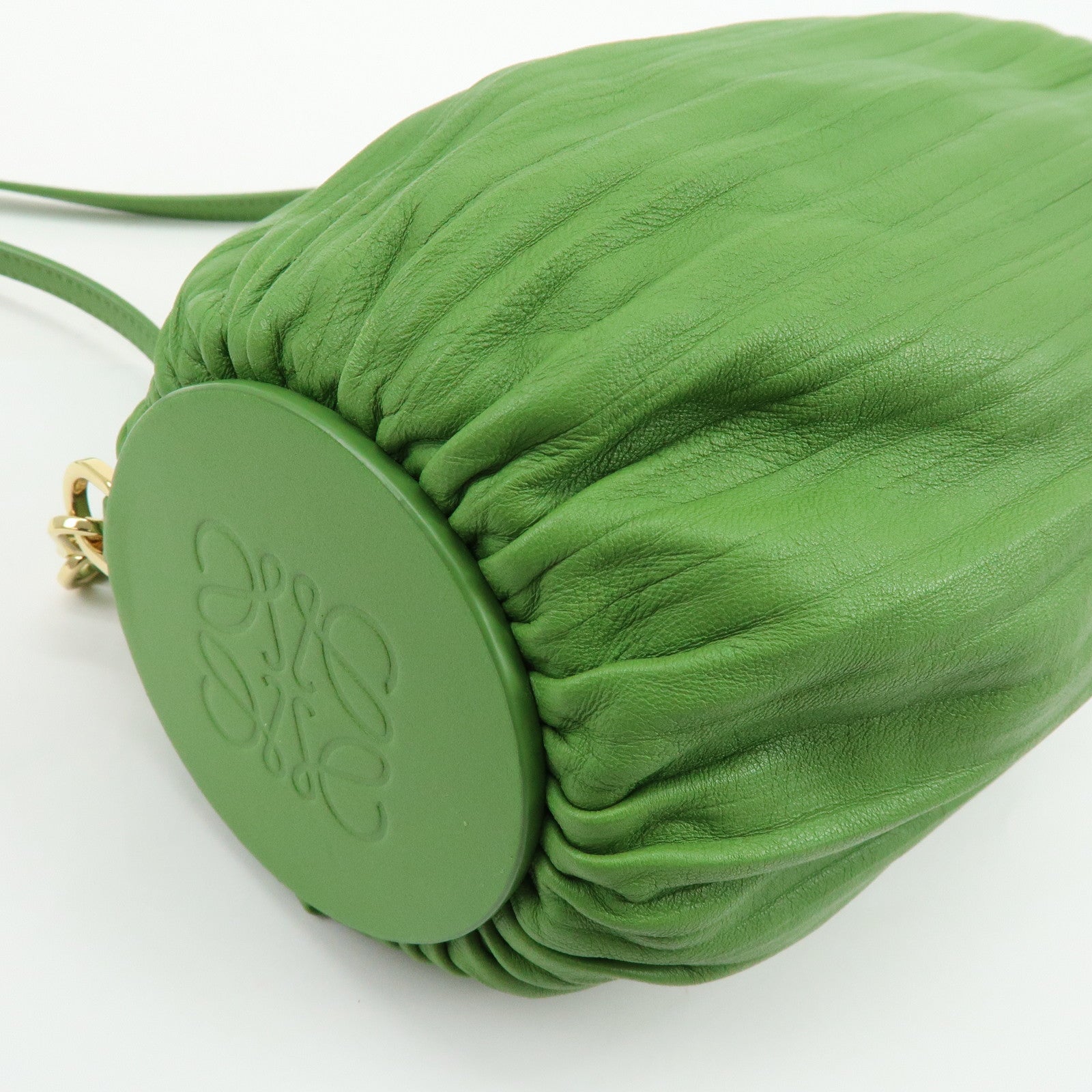 LOEWE Anagram Nappa Leather Shoulder Bag Bracelet Pouch Green