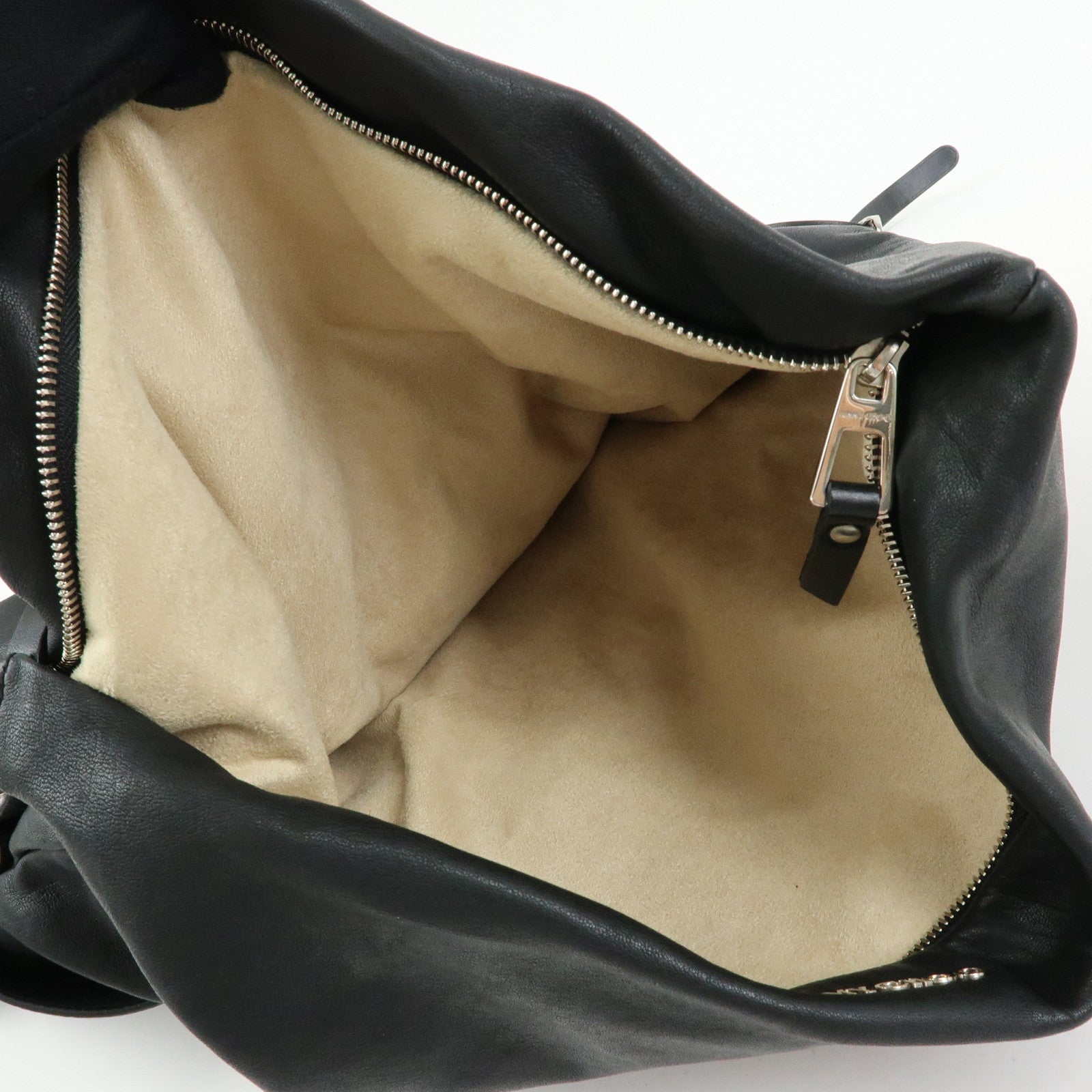 JIMMY CHOO Leather Shoulder Bag Crossbody Bag Metal Chain Black