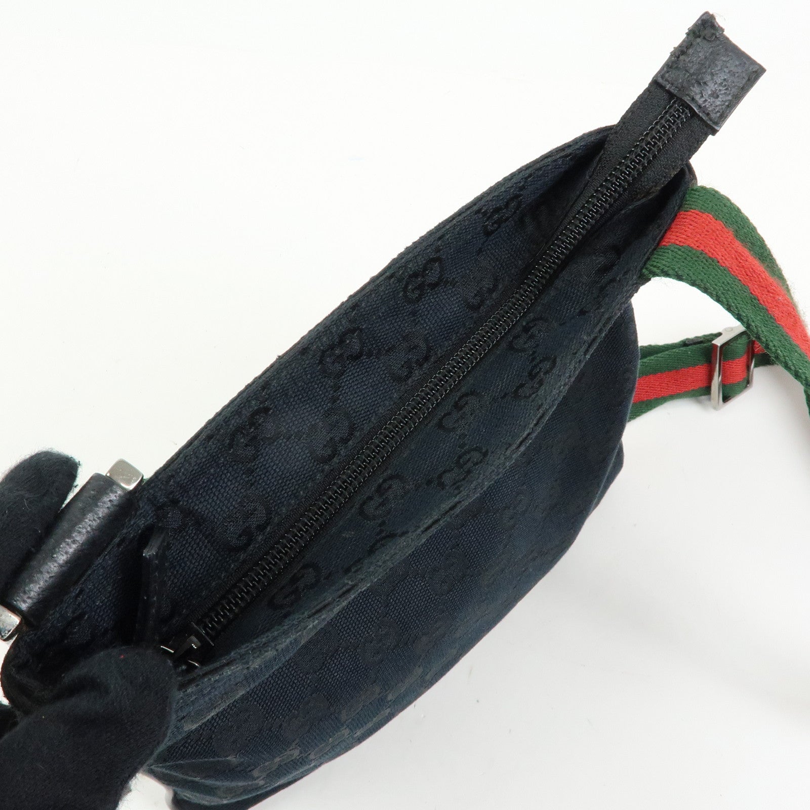 GUCCI Sherry GG Canvas Leather Shoulder Bag Messenger Bag Black