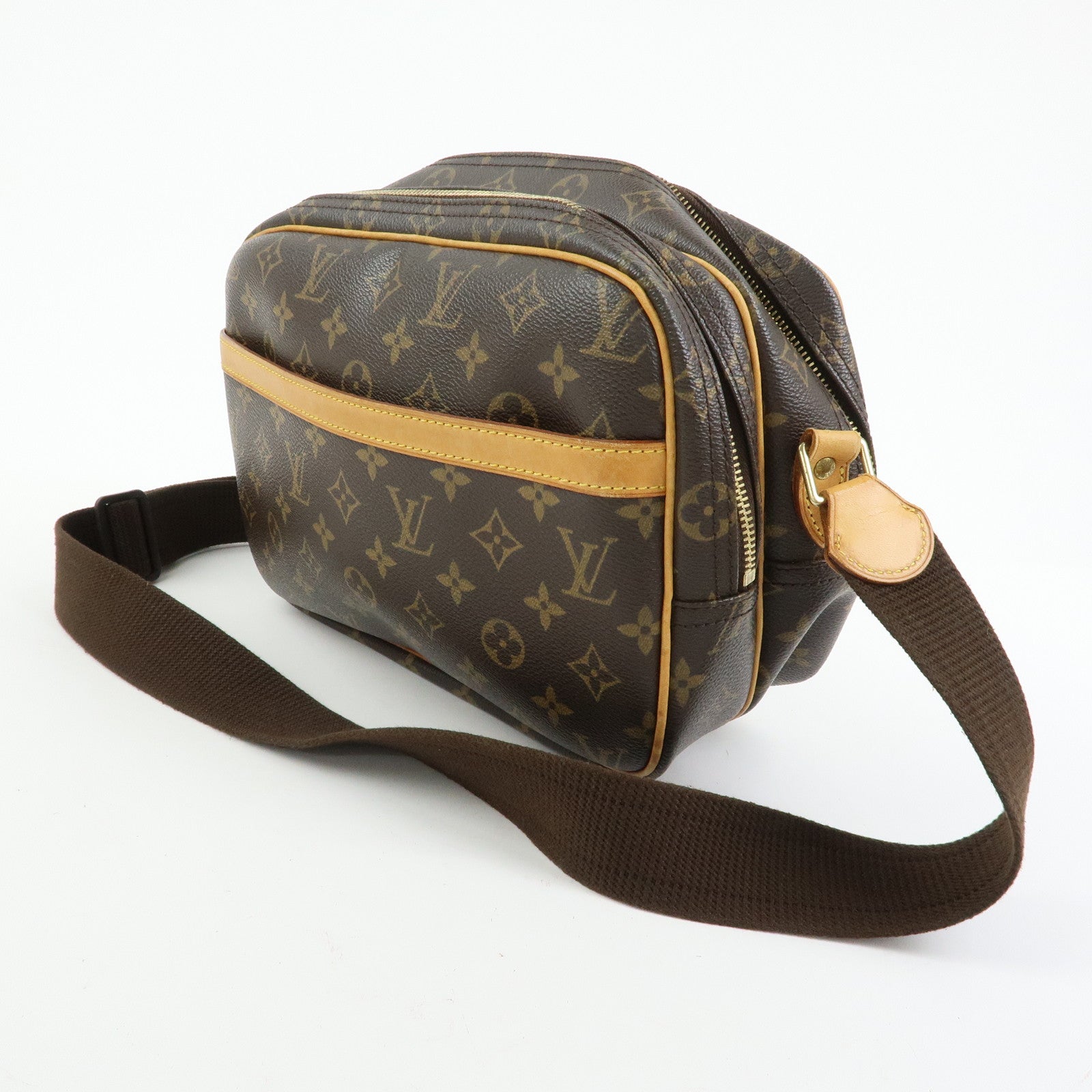 Louis Vuitton Monogram Reporter PM Shoulder Crossbody Bag Brown M45254