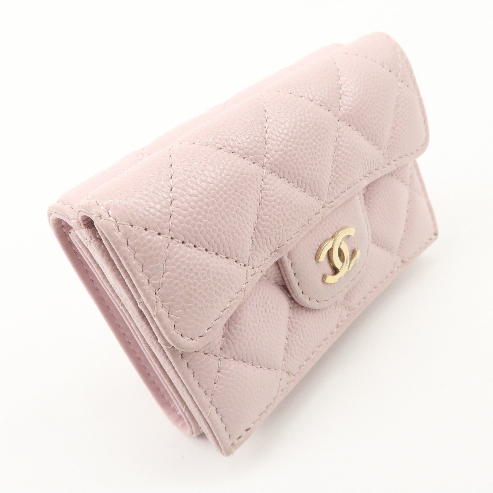 CHANEL Matelasse Caviarskin Classic Small Flap Wallet AP0230 Used