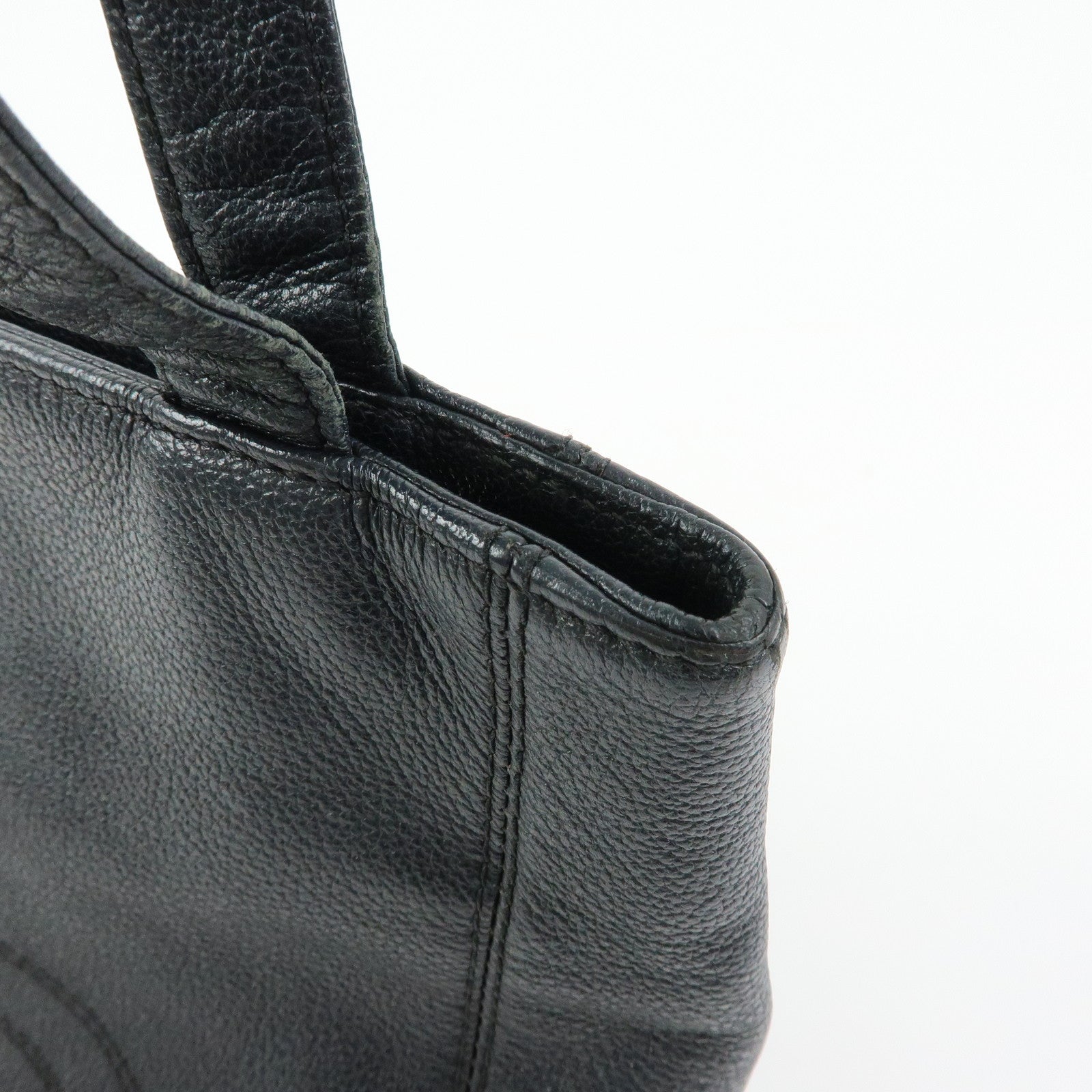 CHANEL COCO Mark Calf Skin Leather Tote Bag Shoulder Bag Black