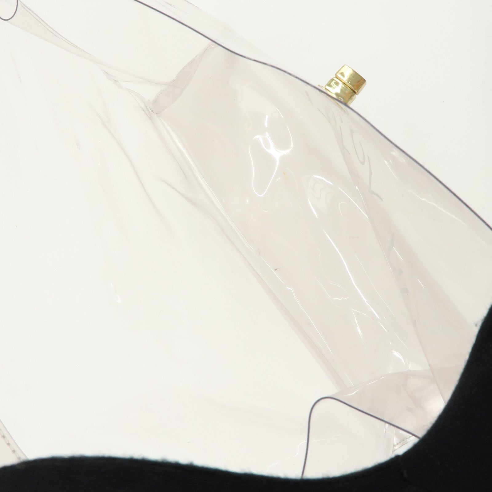 HERMES Kelly Vinyl Hand Bag Clear Transparent Gold