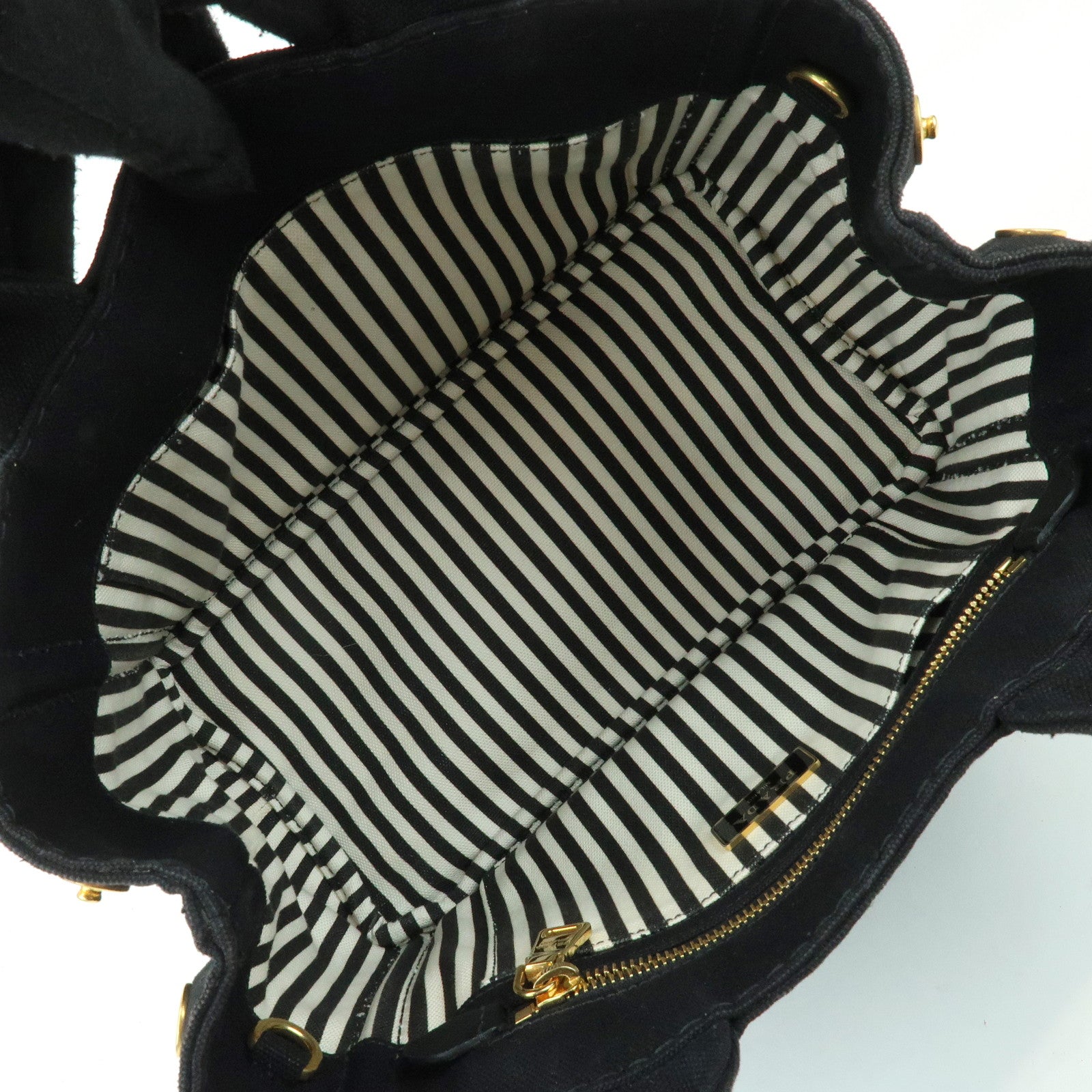 PRADA Canapa Mini Canvas 2Way Bag Hand Bag Black 1BG439