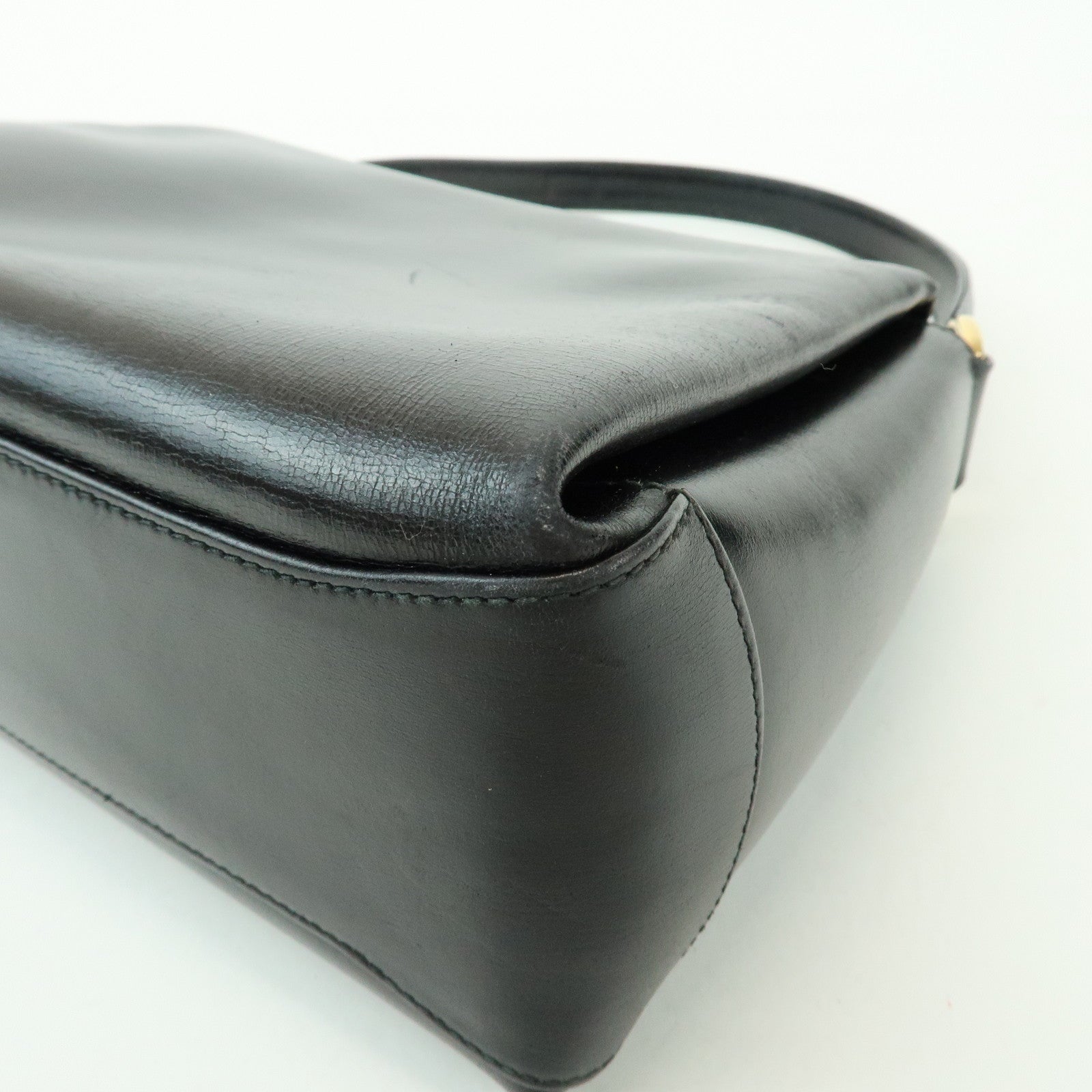 GUCCI Old Gucci Leather Hand Bag Top Handle Bag Black 000・26・0025