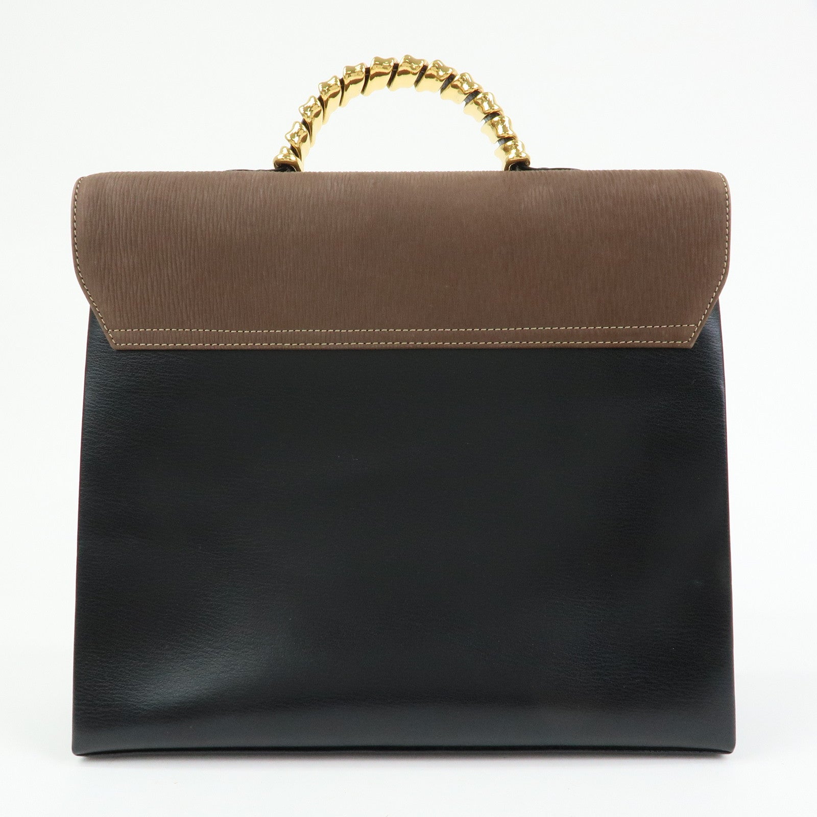 LOEWE Velazquez Leather Suede 2Way Bag Hand Bag Twist Handle Moca Black