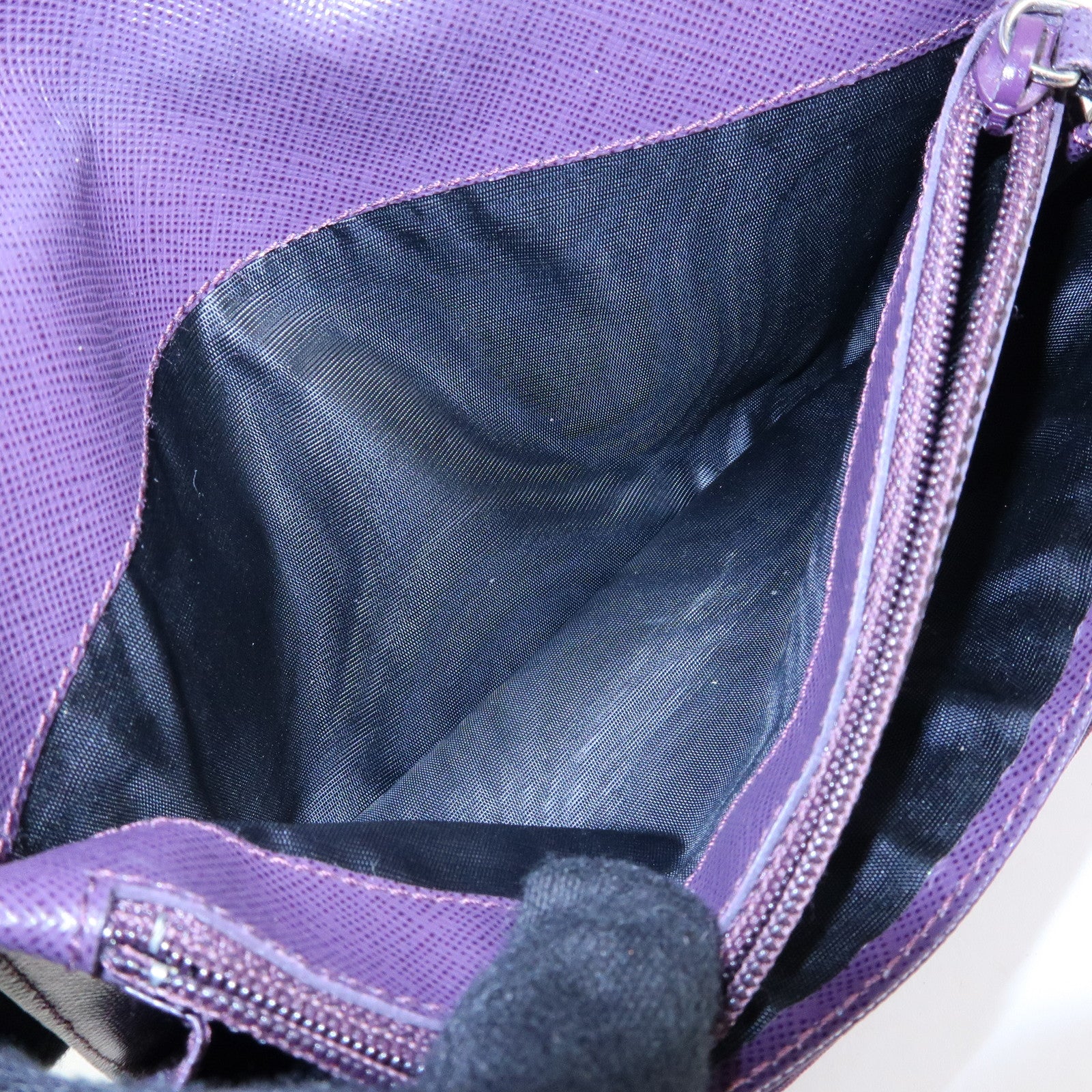 PRADA Triangle Logo Nylon Saffiano Leather Long Wallet Purple M608