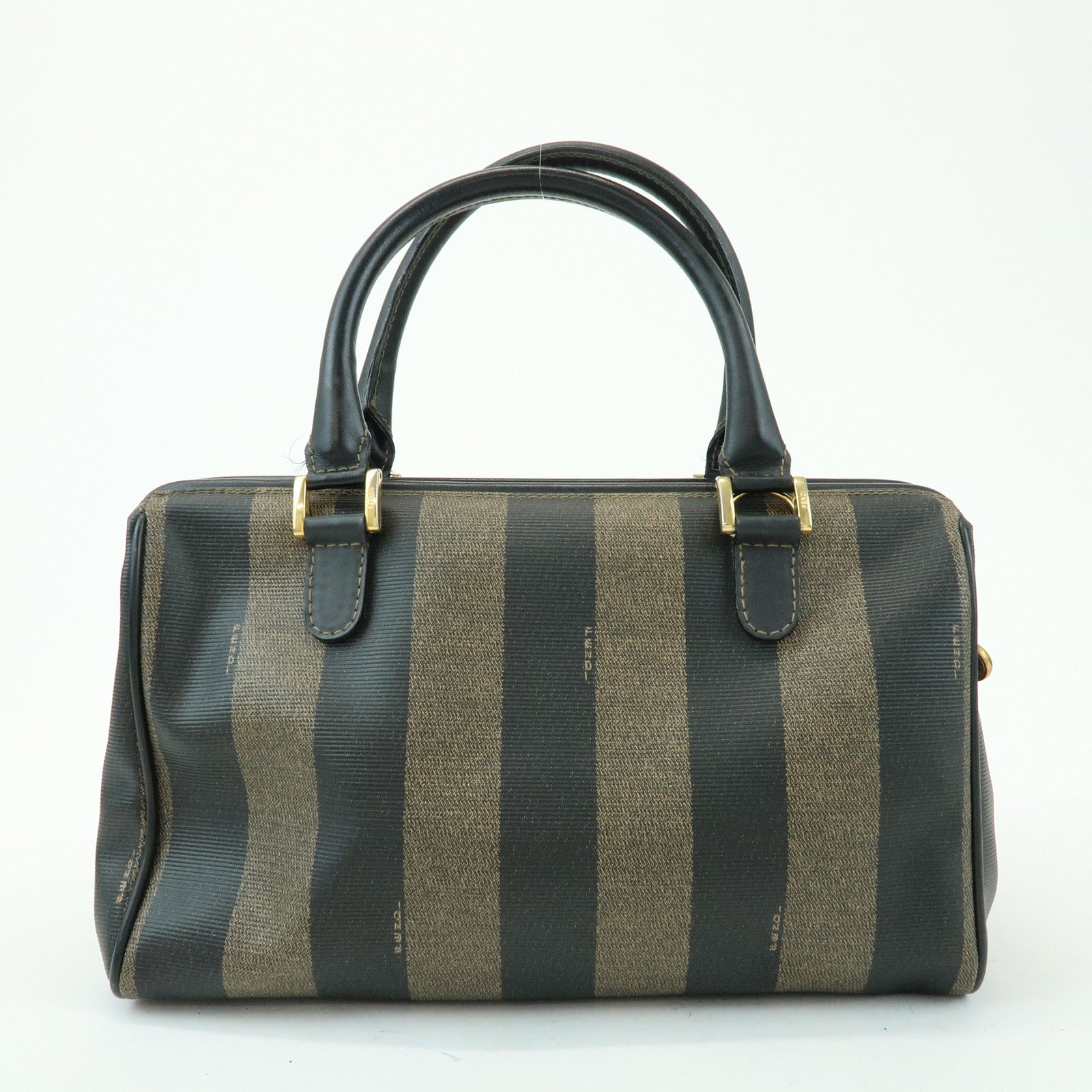 FENDI Pequin PVC Leather 2Way Bag Boston Bag Brown 259022