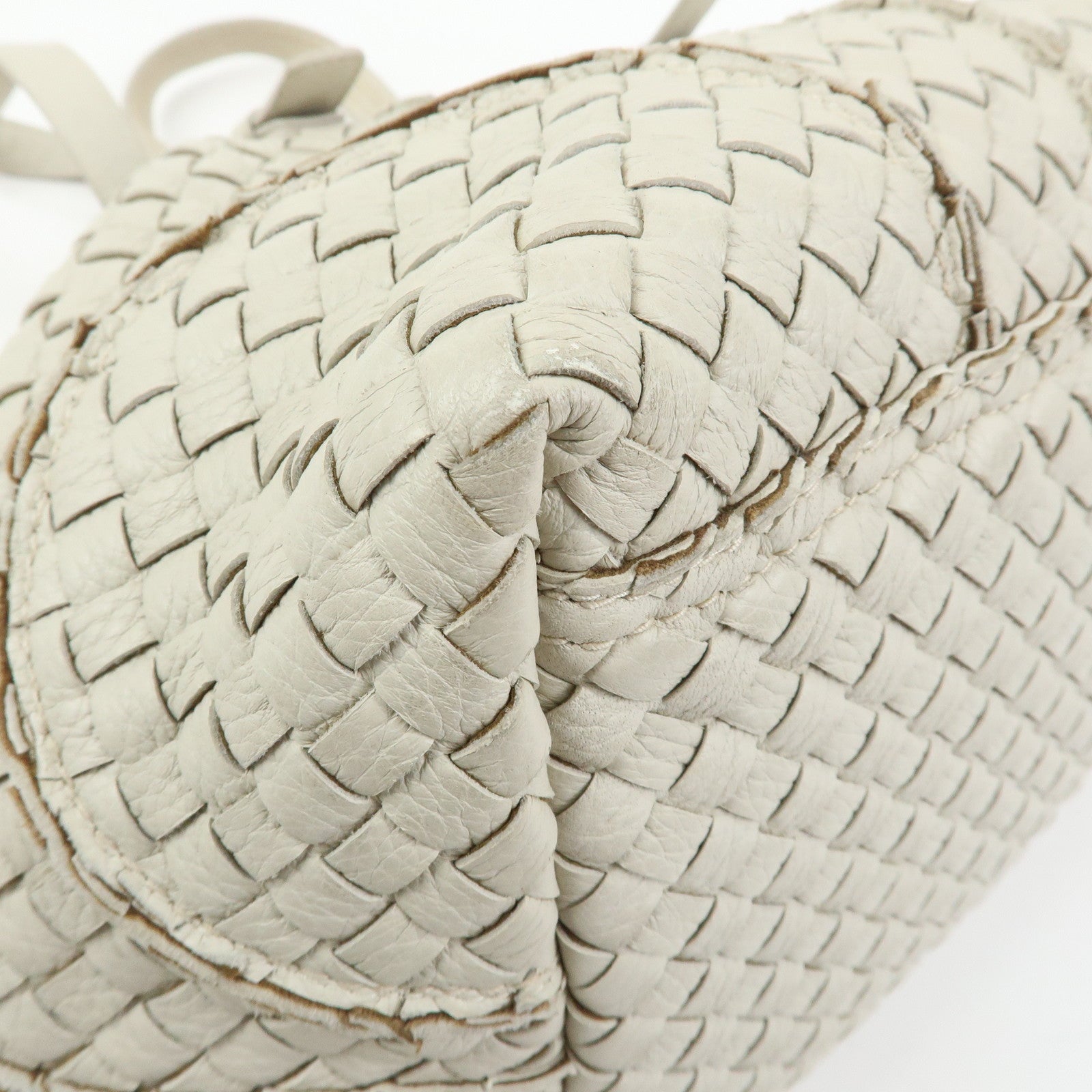 BOTTEGA VENETA Intrecciato Leather Shoulder Bag Hand Bag Ivory