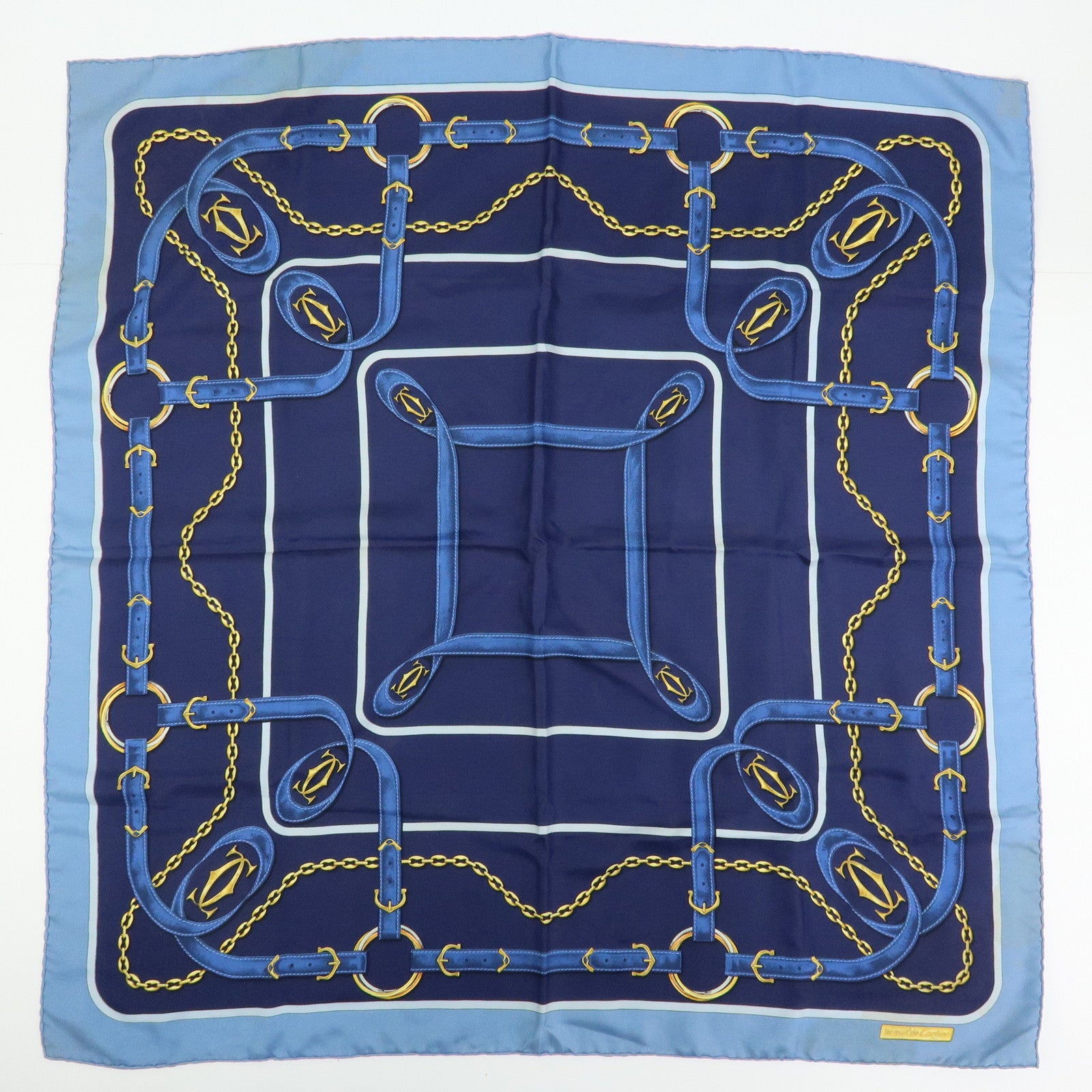 CELINE LOEWE Cartier YSL Silk 100% Scarf Lot Navy Blue Pink