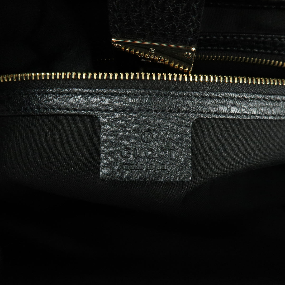 GUCCI Bamboo Leather Hand Bag Shoulder Bag Black 111713