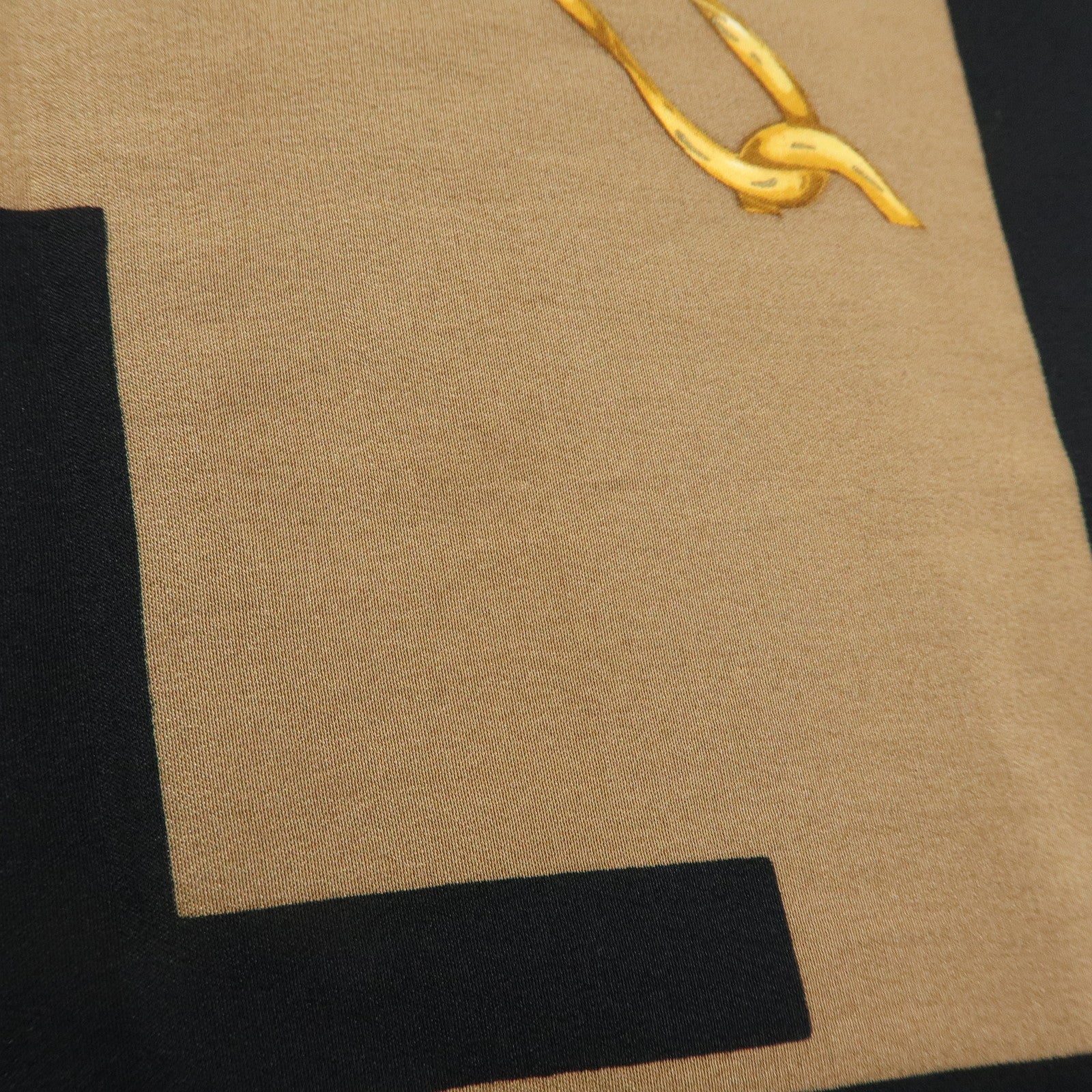 CHANEL Silk 100% Scarf Pearl Jewelry Brown Black Gold Multicolor