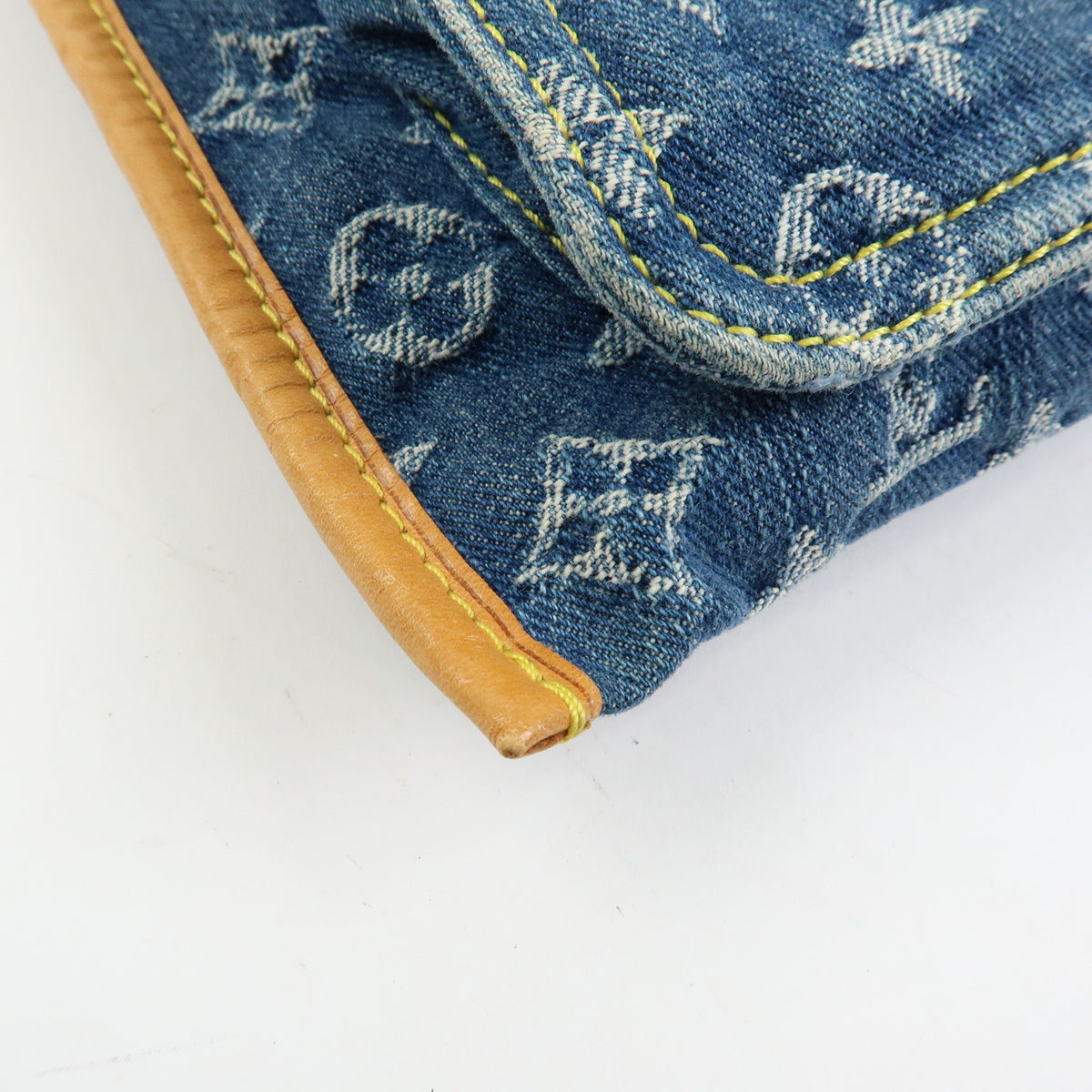 Louis Vuitton Monogram Denim Flat Shopper Tote Bag Blue M95018