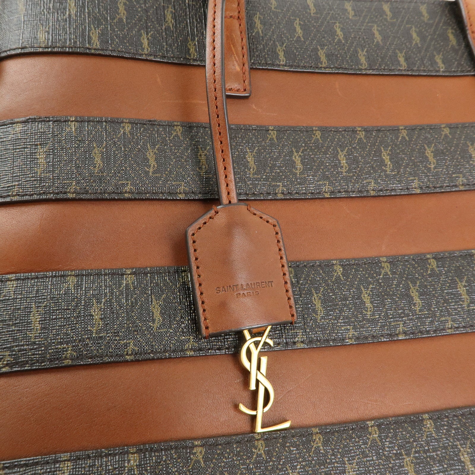 SAINT LAURENT PARIS Le Monogramme Toy Shopping Bag PVC Leather Tote Bag