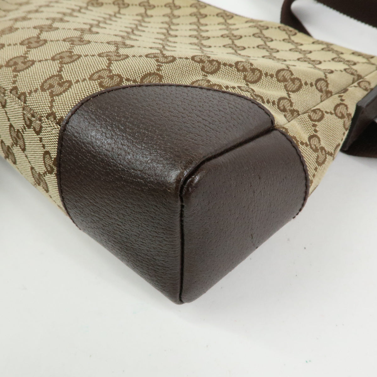 GUCCI GG Canvas Leather Shoulder Bag Crossbody Bag Beige Brown 114273