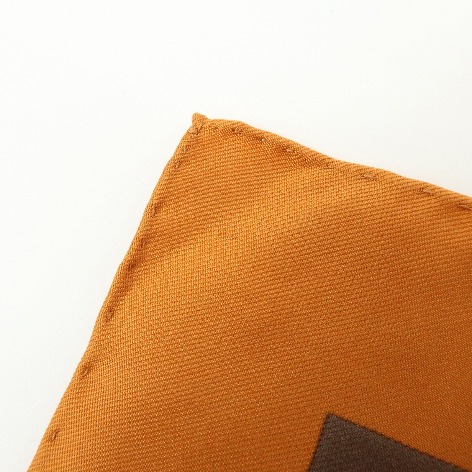 HERMES Carre 45 Bolduc Silk 100% Scarf Ribbon Pattern Orange Brown