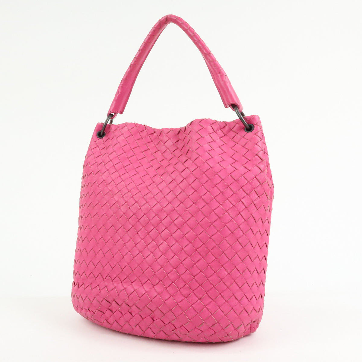 BOTTEGA VENETA Intrecciato Leather Bucket Shoulder Bag Pink