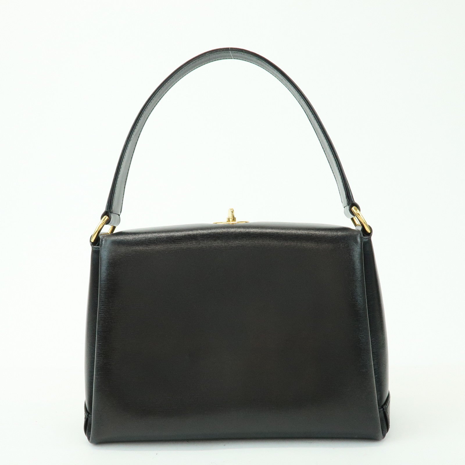 GUCCI Old Gucci Leather Hand Bag Top Handle Bag Black 000・26・0025