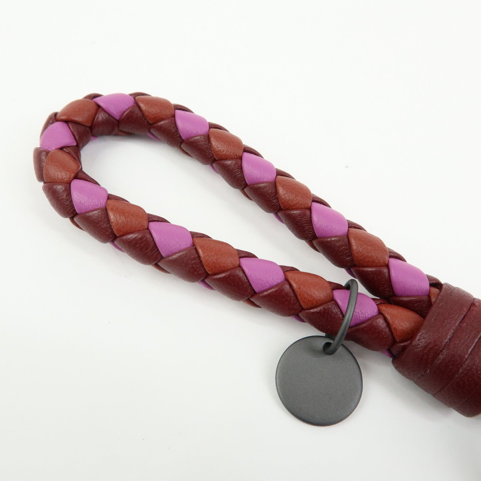 BOTTEGA VENETA Intrecciato Leather Bag Charm Key Chain Bordeaux