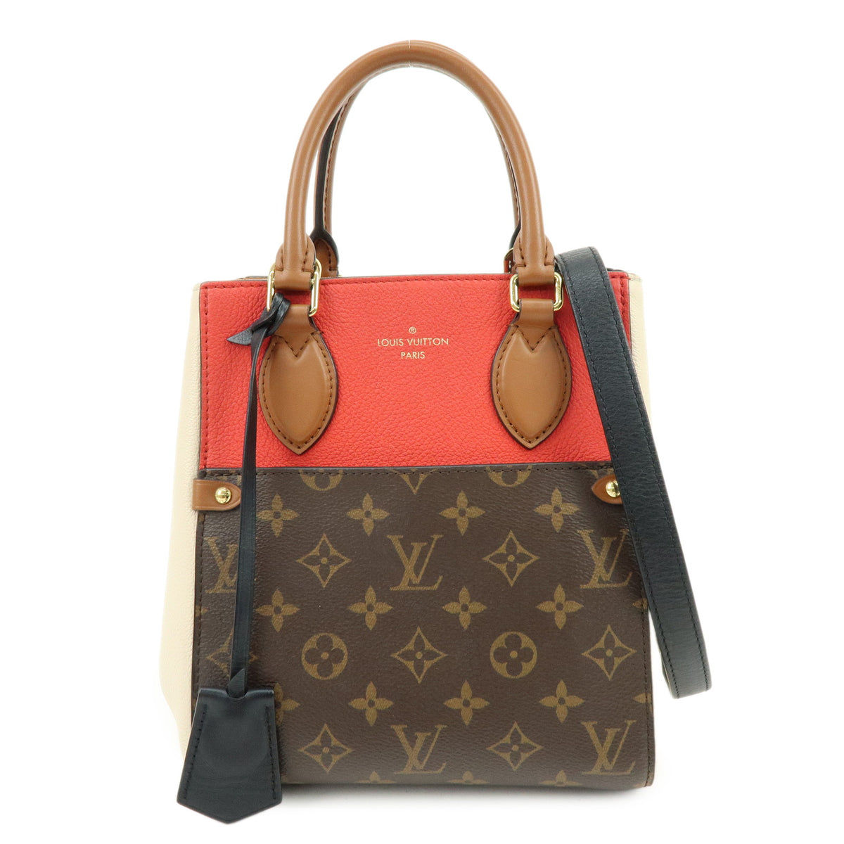 Louis Vuitton Monogram Fold Tote PM 2Way Bag Cerise Creme Noir M45389