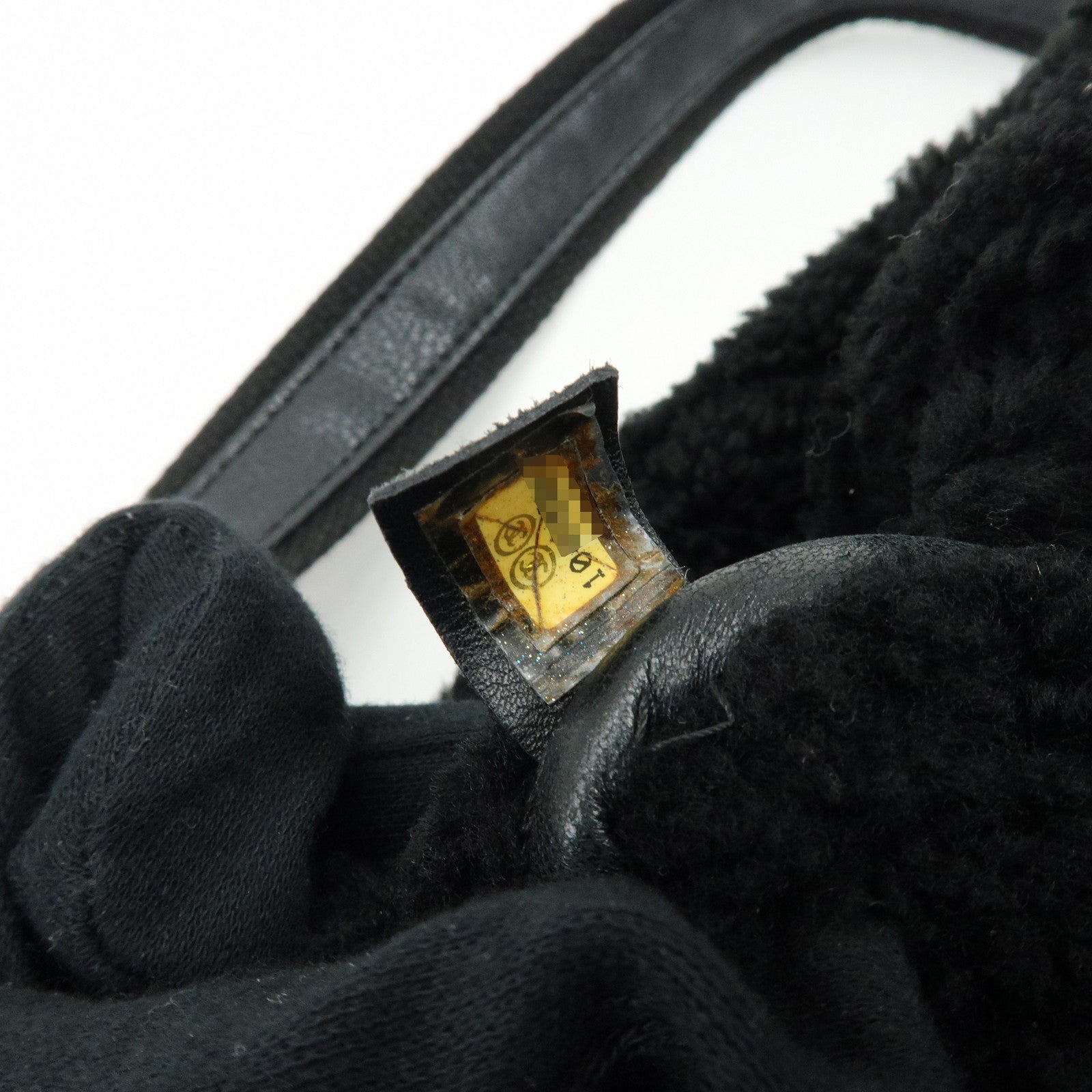 CHANEL Mouton Fur Leather Shoulder Bag with Strap Set Black