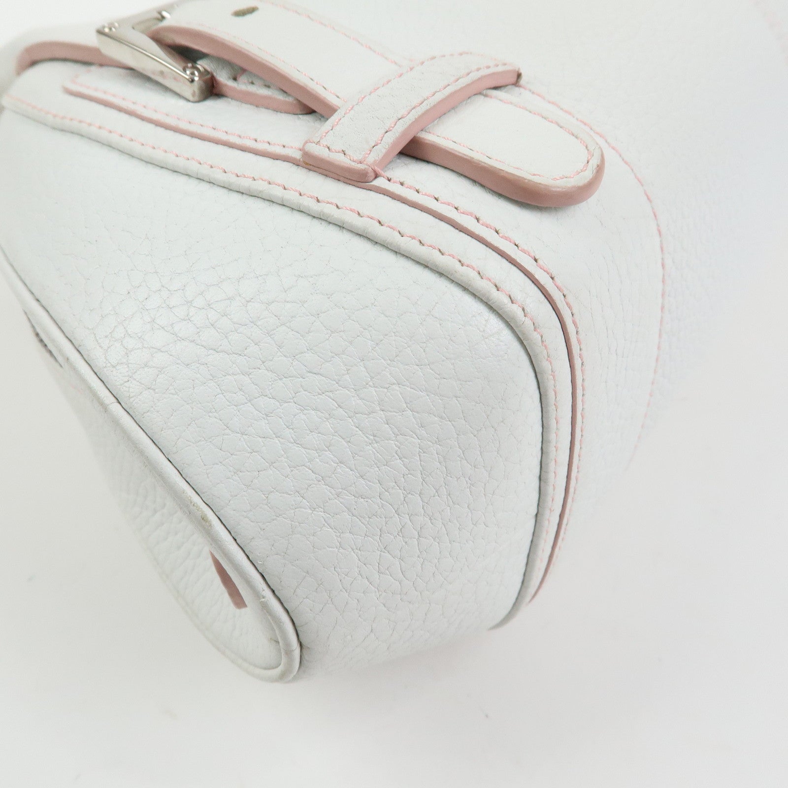 LOEWE Senda Leather Boston Bag Hand Bag White