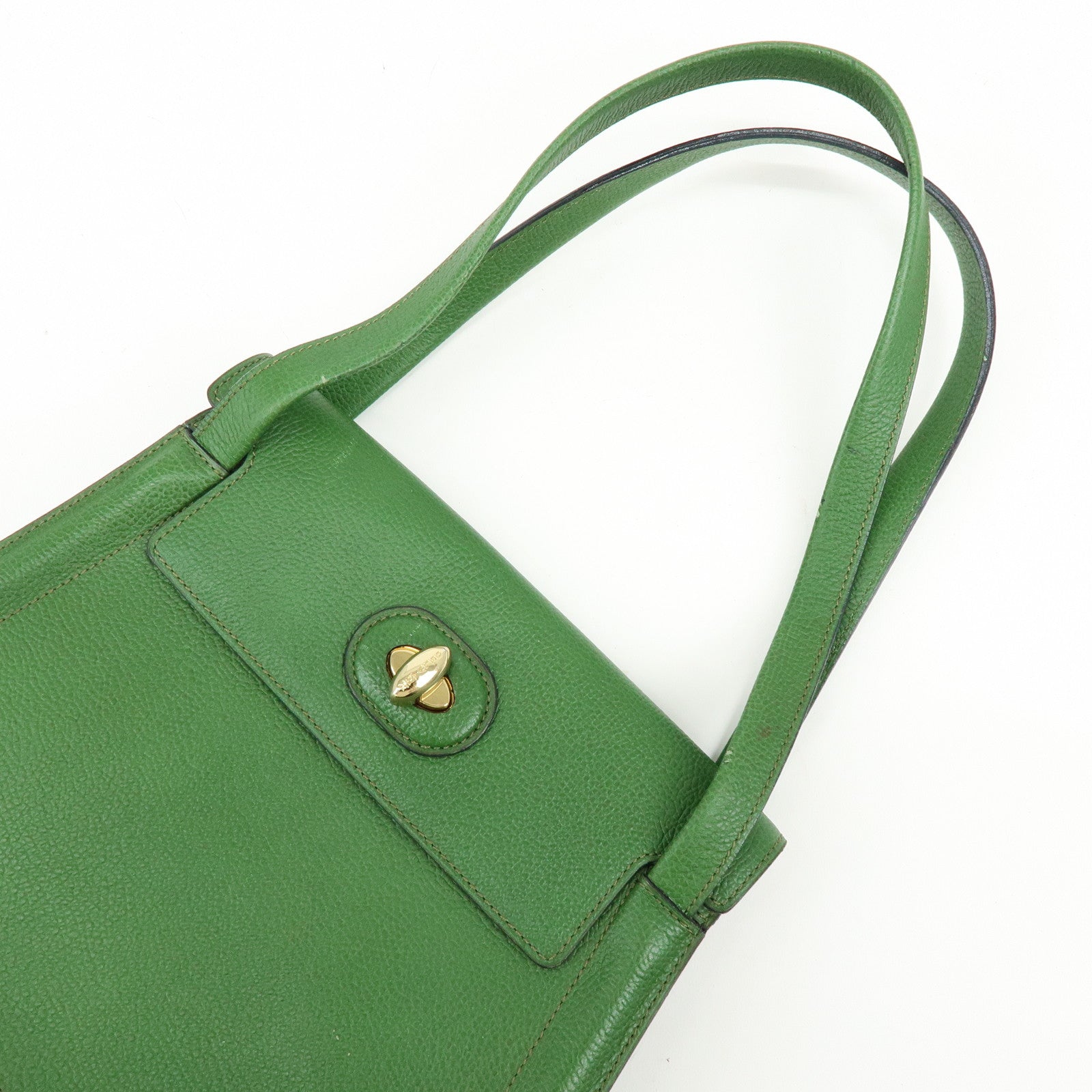DELVAUX Louise Leather Shoulder Bag Hand Bag Green