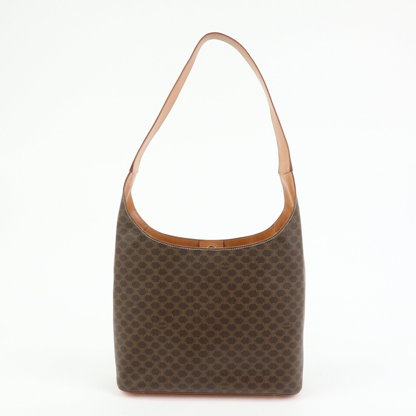 CELINE Macadam PVC Leather Shoulder Bag Brown