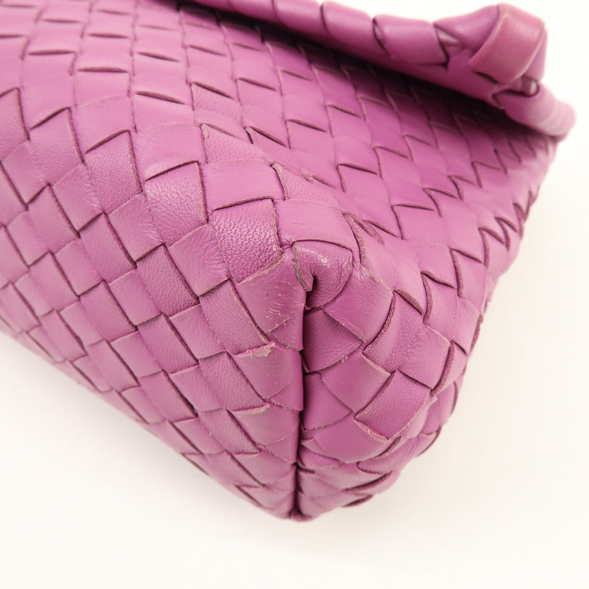 BOTTEGA VENETA Intrecciato Leather Chain Shoulder Bag Purple
