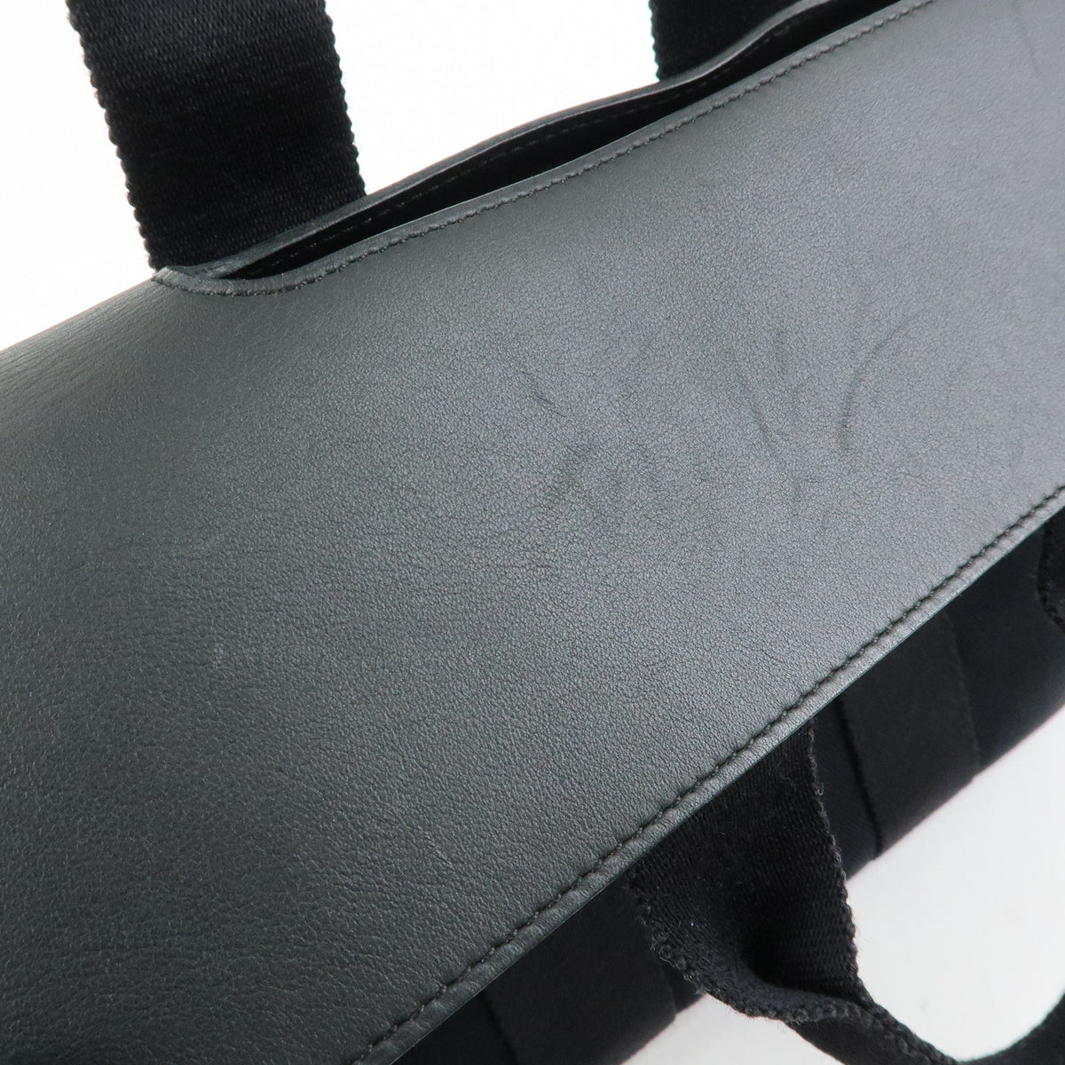 HERMES Valparaiso PM Toile Chevron Tote Bag Hand Bag Black
