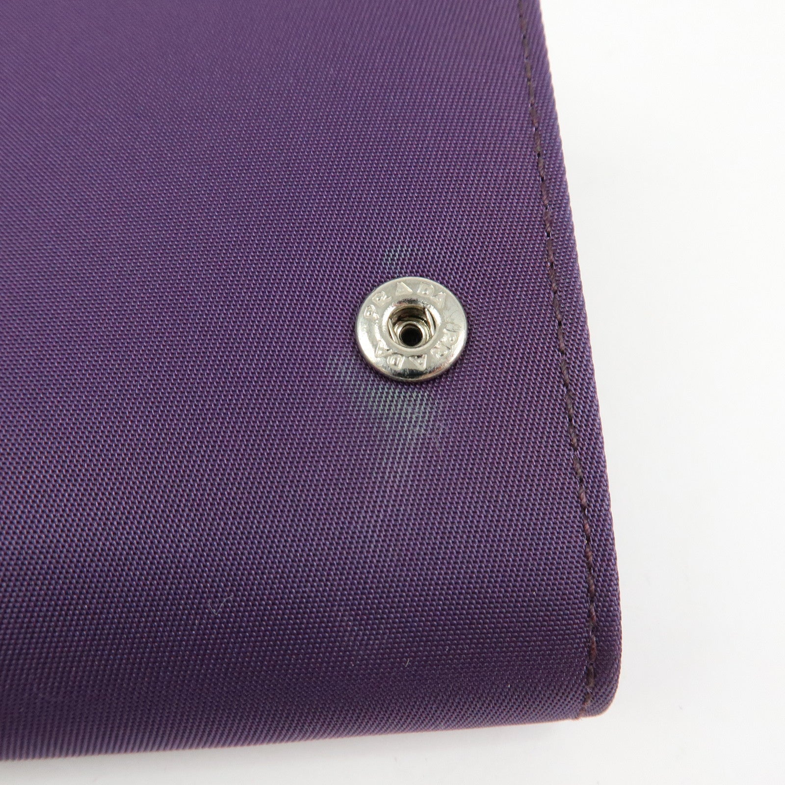 PRADA Triangle Logo Nylon Saffiano Leather Long Wallet Purple M608