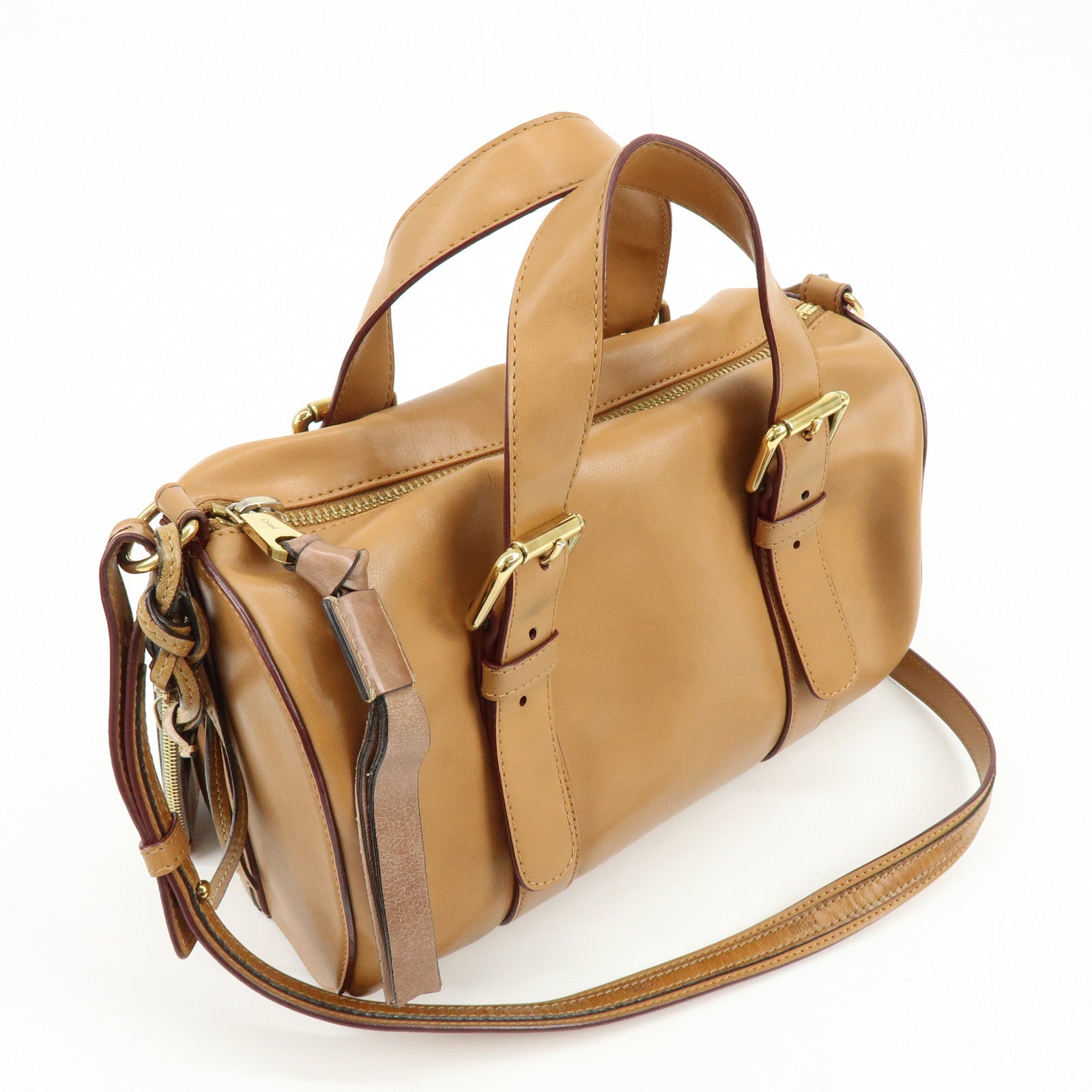 Chloe Sam Leather 2Way Bag Hand Shoulder Bag Brown Camel