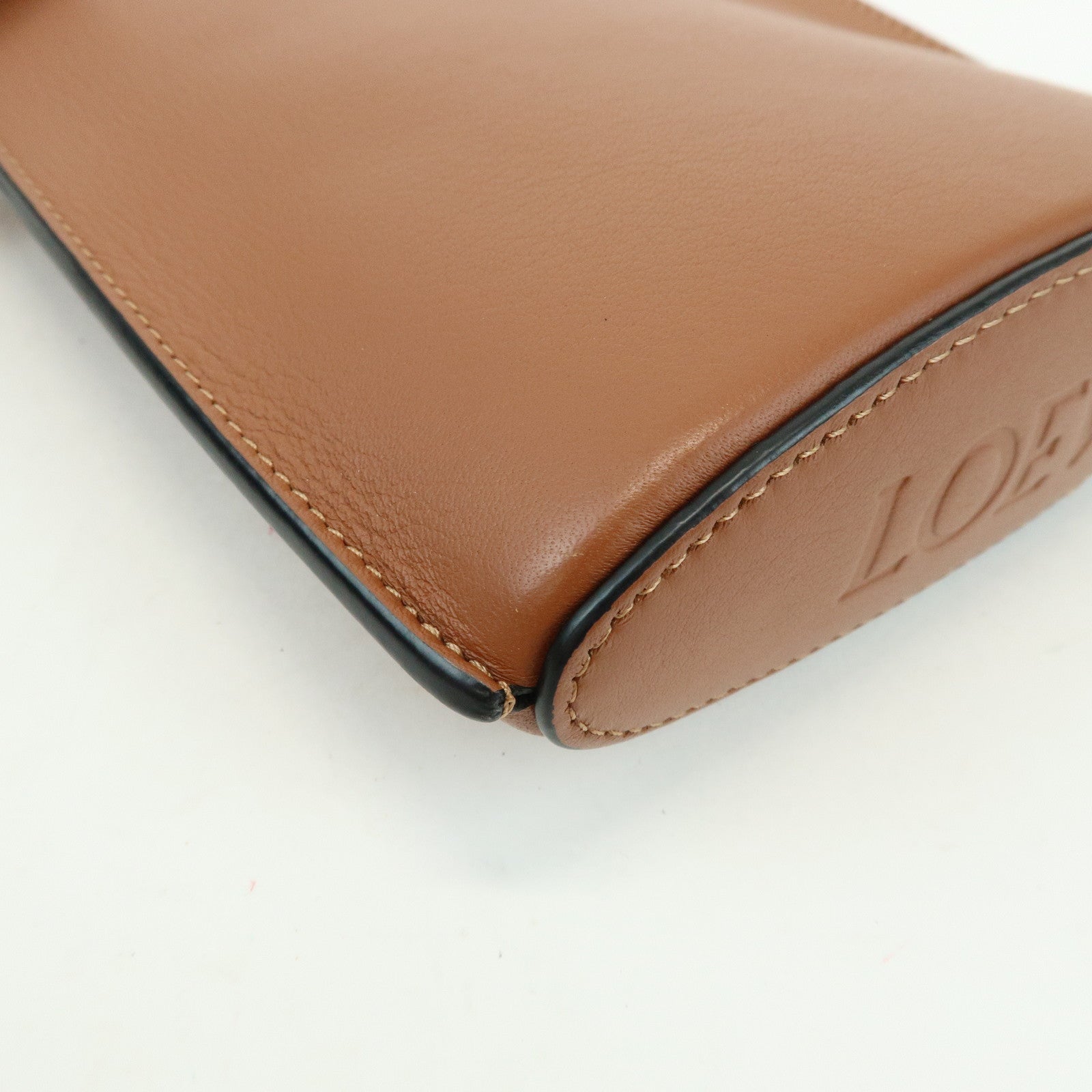 LOEWE Anagram Leather Dice Pocket Shoulder Bag Crossbody Bag Brown