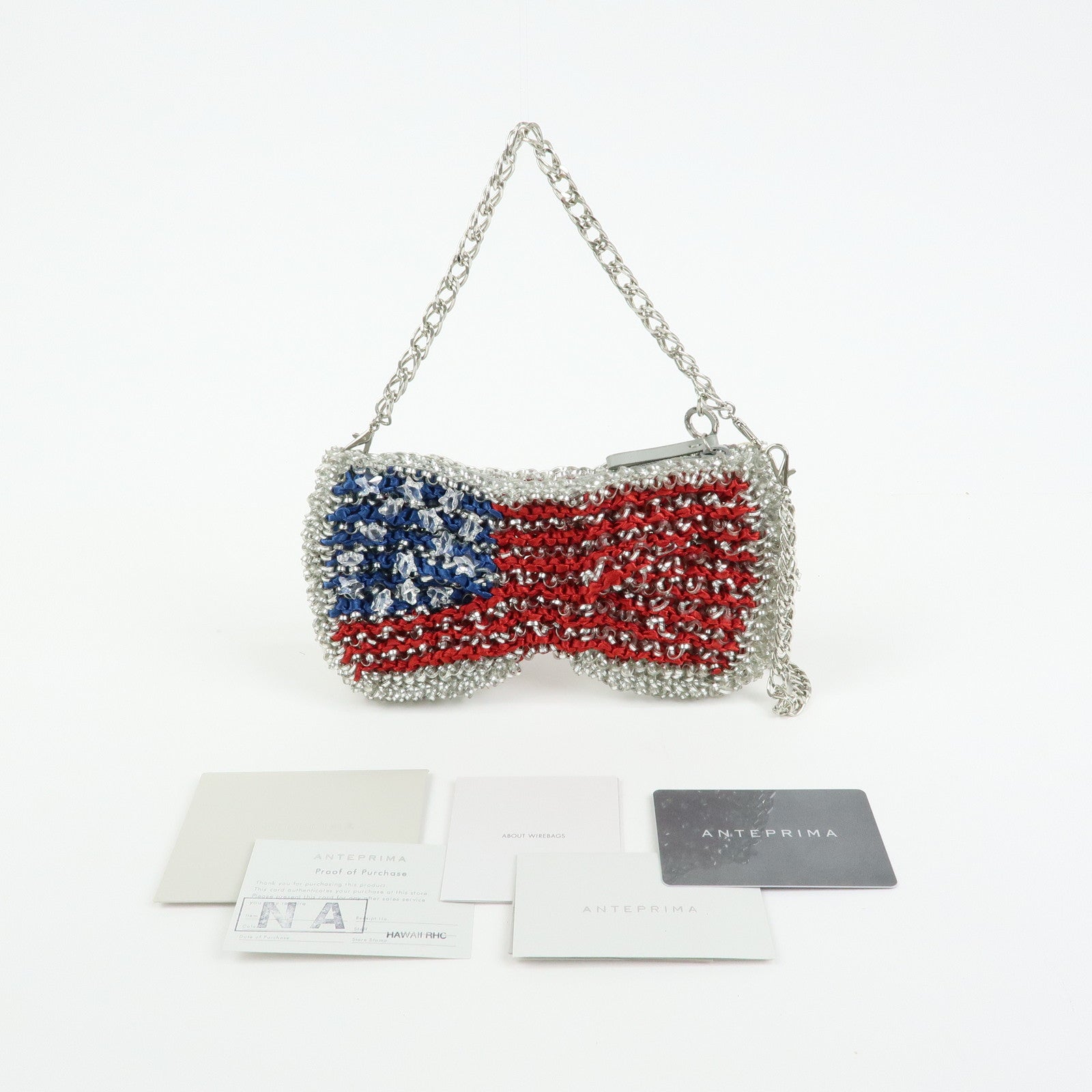 ANTEPRIMA Wire Bag PVC Satin 2Way Hand Shoulder Bag USA Flag