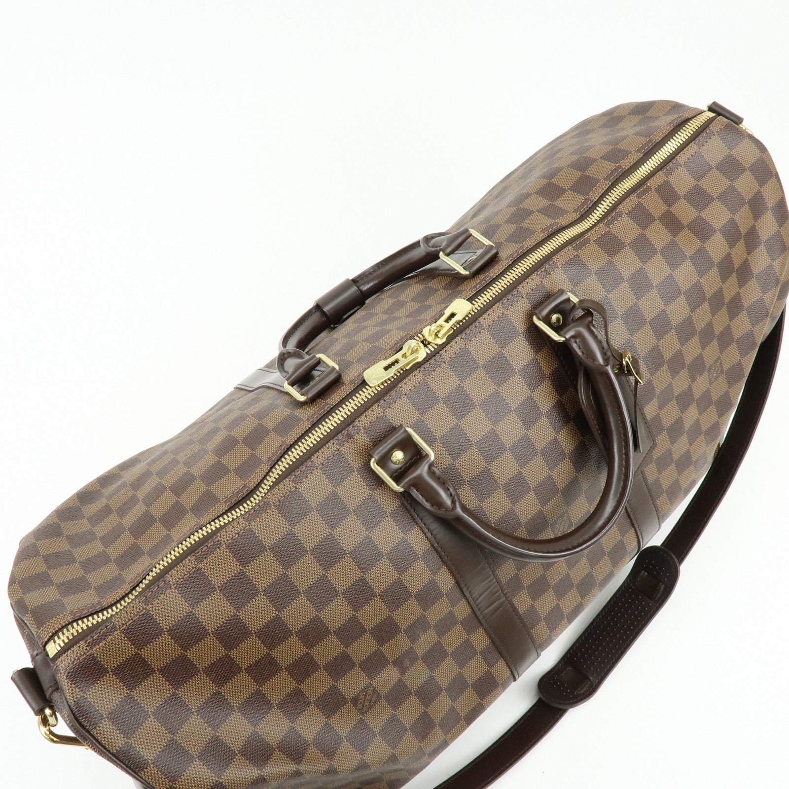 Louis Vuitton Damier Keep All Bandouliere 55 Travel Bag Brown N41414
