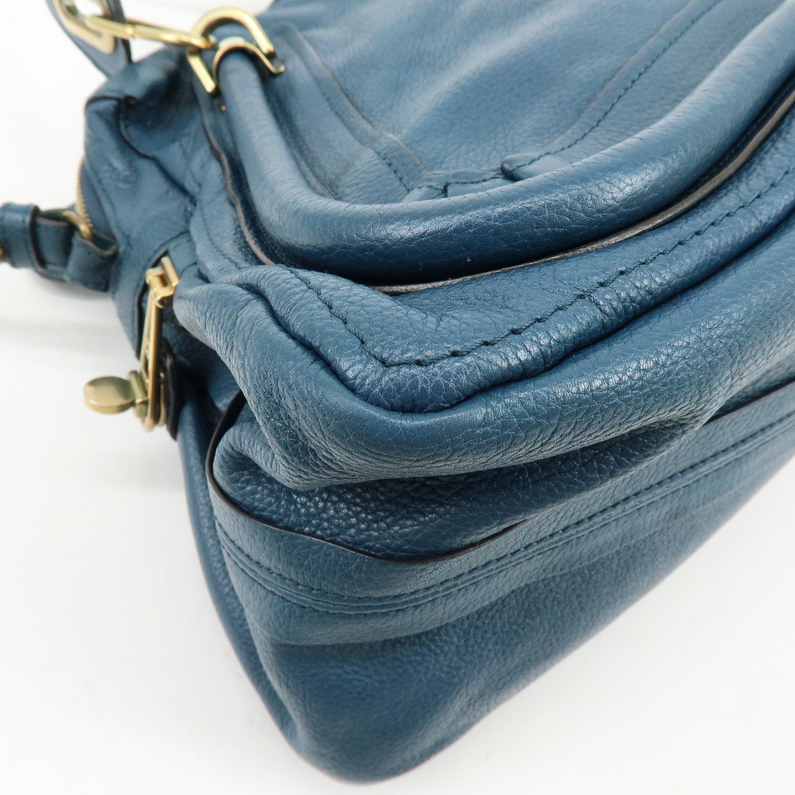 Chloe Paraty Leather 2Way Bag Hand Bag Shoulder Bag Blue