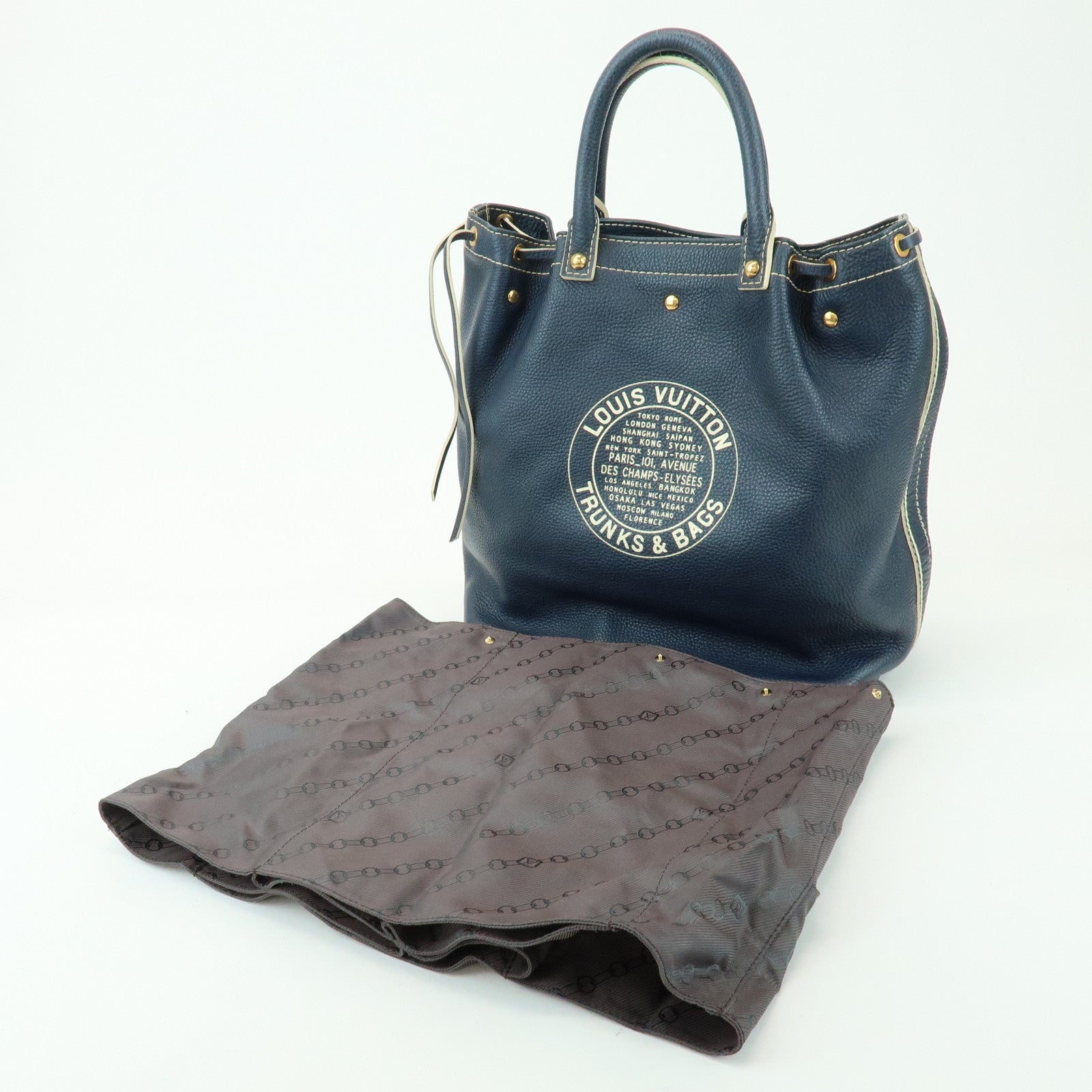 Louis Vuitton T&B Tobago Leather Shoe Bag Hand Bag Blue M95149